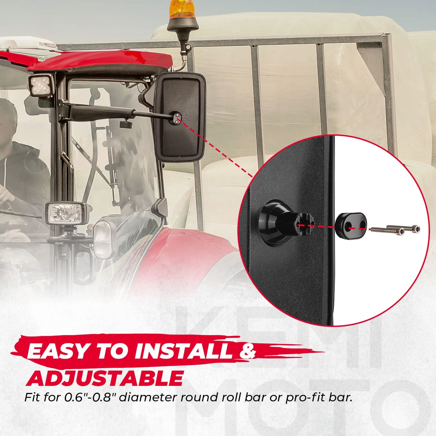 KEMIMOTO Tractor Mirror Replacement 7.9" x 13" Compatible With Front Loader Excavator Farm Tractor 1025 6105E 4430 Compact Tractor Mirror Farm Equipment