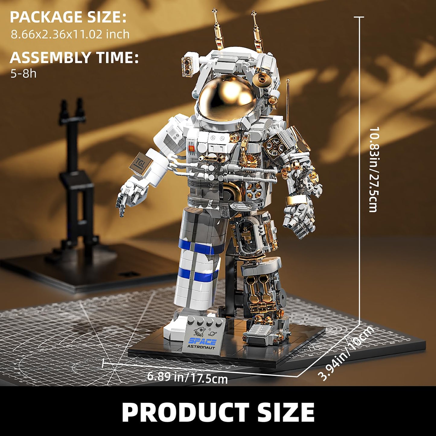 TYCOLE City Space Astronaut Building Toy Kit -Translucent Classic Spaceman Model Building Block Set with Display Stand,Home or Office Deco,Gift Idea for Adults&Kids Ages 8 and Up (860PCS)