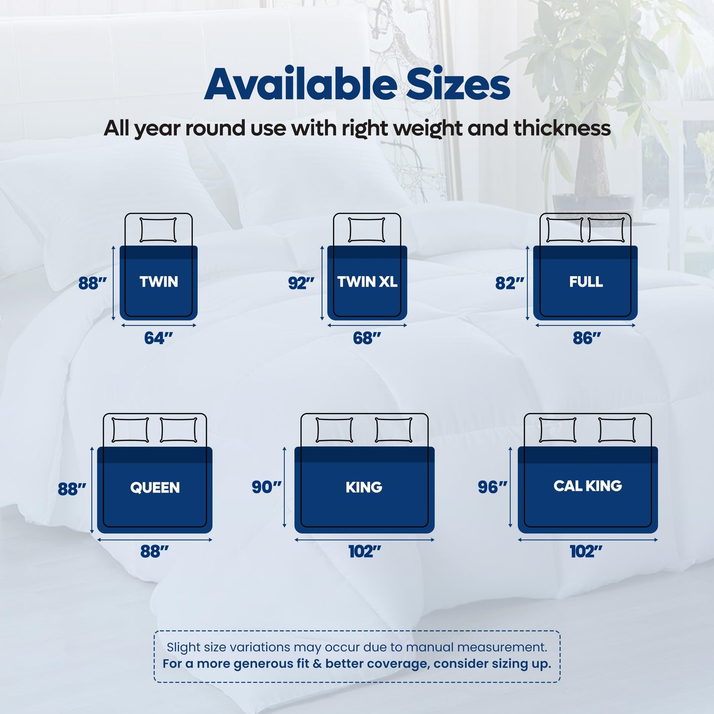 Utopia Bedding Comforters Queen Size, All Season Duvet Insert, Down Alternative Box Stitched Bed Comforter with Corner Tabs, Machine Washable (White)