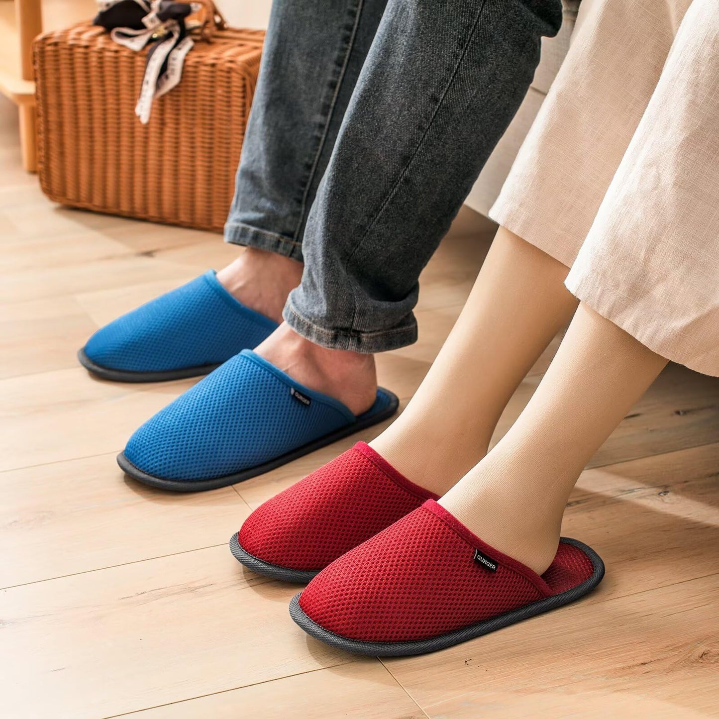 BUGUKI House Slippers for Guests Non-Disposable Washable Spa Slippers Set Non-Slip Felt Slippers for Spa, Hotel, Party Guest and Travel, T Set of 6 Pairs, 6-14 Women/4-13.5 Men