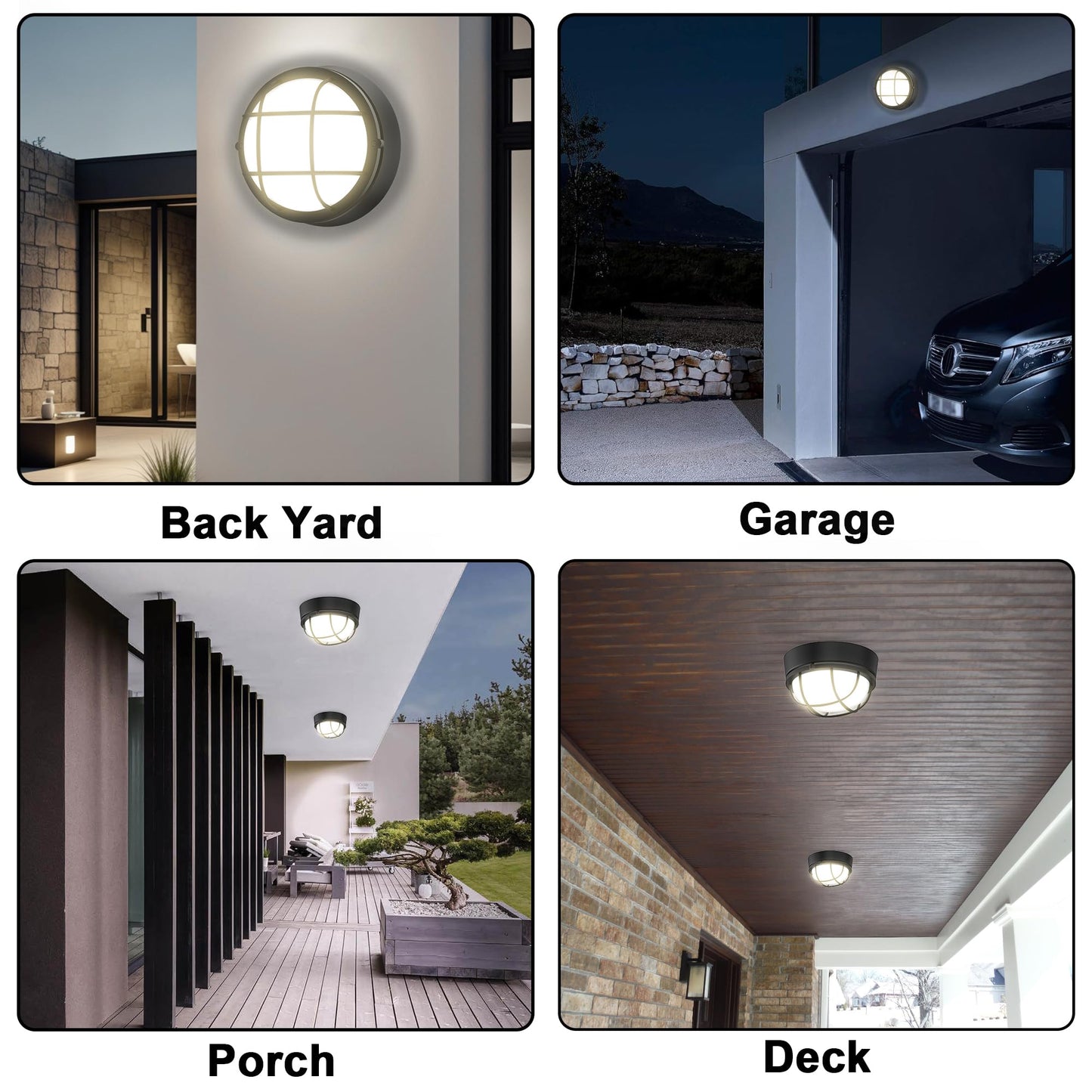 8" Nautical Bulkhead Light,Black Round LED Sauna Light Fixture, 8" Nautical Bulkhead Outdoor Lights LED 3000K,1500LM,15W