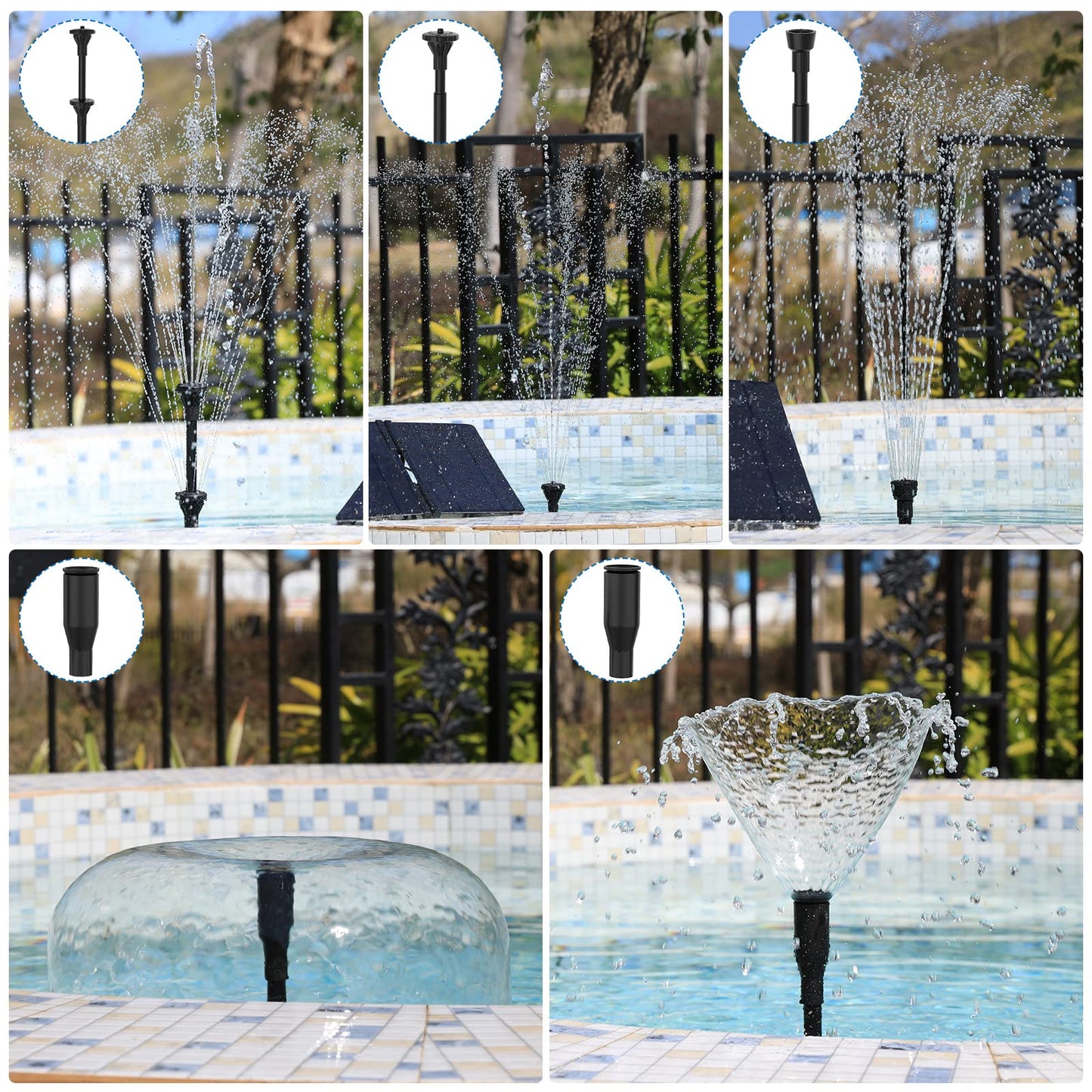 AISITIN 20W Solar Fountain Pump, Collapsible Solar Bird Bath Fountains Pump, Solar Powered Water Fountain Pump for Outdoor Garden, Pond, Pool