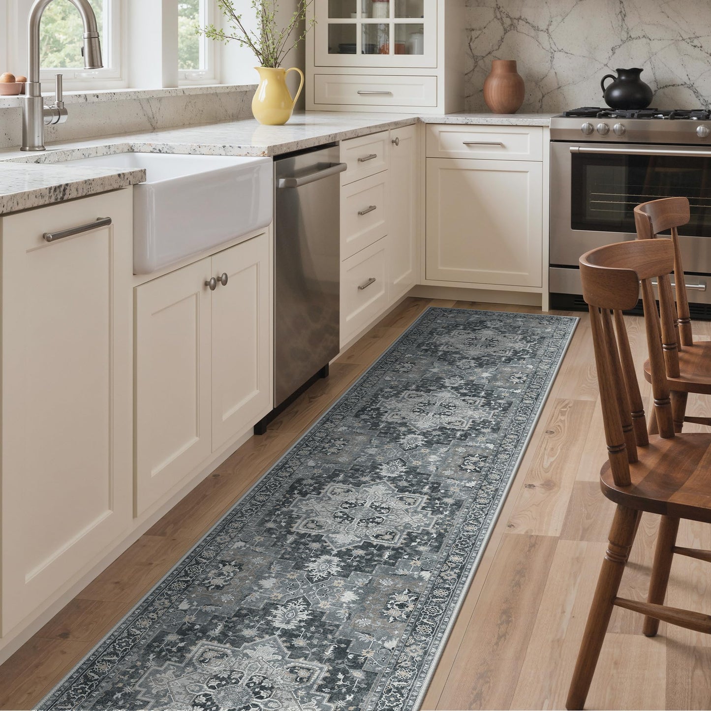 GENIMO Area Runner Rugs 2x10 for Living Room, Non-Slip Machine Washable Rug for Hallway Kitchen, Low Pile Print Rug for Bedroom Dining Room Home Office