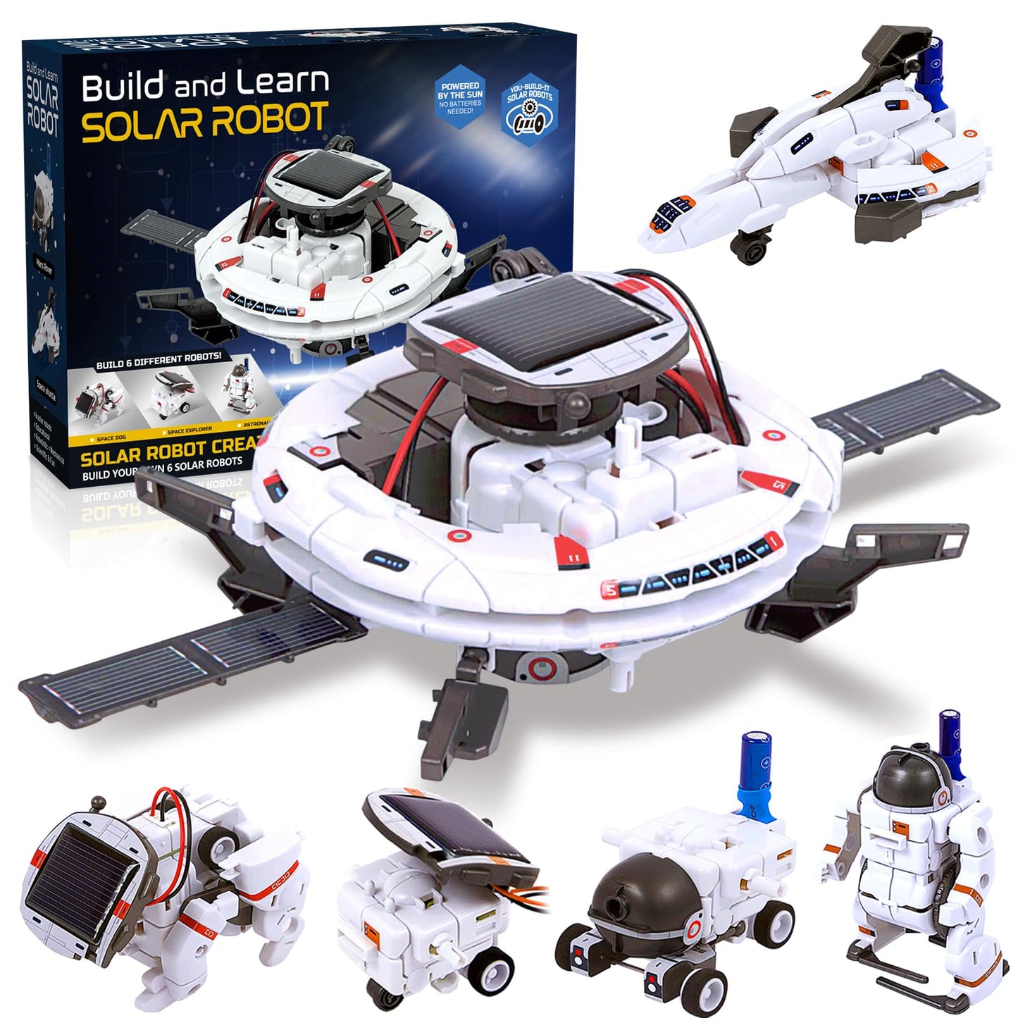 STEM Education Solar Robots Toys for Kids Age 8+, 6-in-1 DIY Space Toys Science Kit, 120 Pcs Building Experiment Robotics Set Birthday Gifts for Boys & Girls