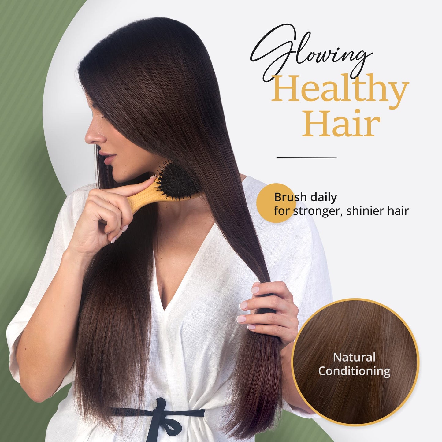 Premium Boar Bristle Hair Brush for Thick Hair Set. Hairbrush for Women With Thick, Long or Curly Hair. Restores Hair's Shine and Health. Comb, Travel Bag & Spa Headband Included