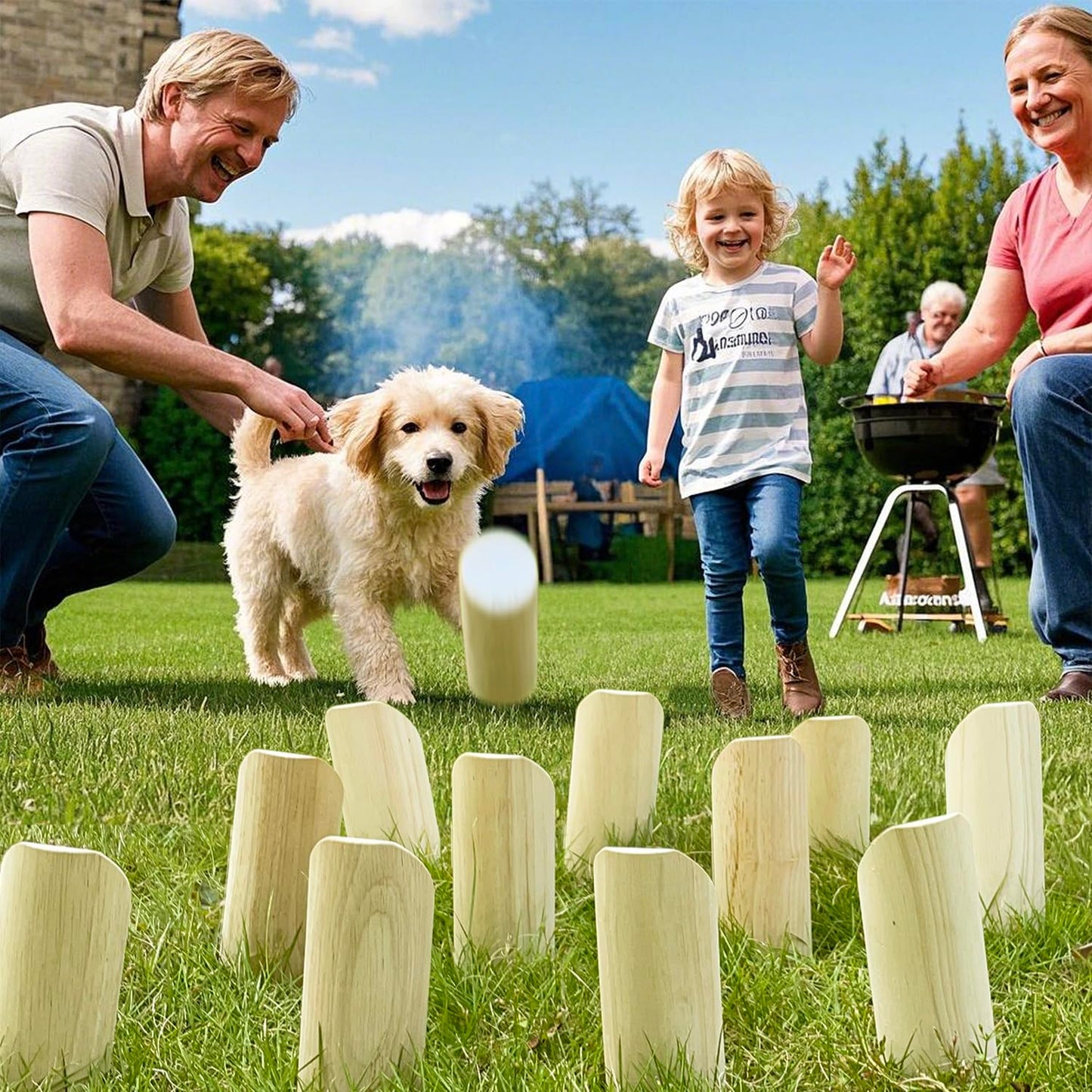 Numbered Block Toss Games, Wooden Throwing Game, Outdoor Backyard Lawn Games (Scoreboard & Carrying Bag)