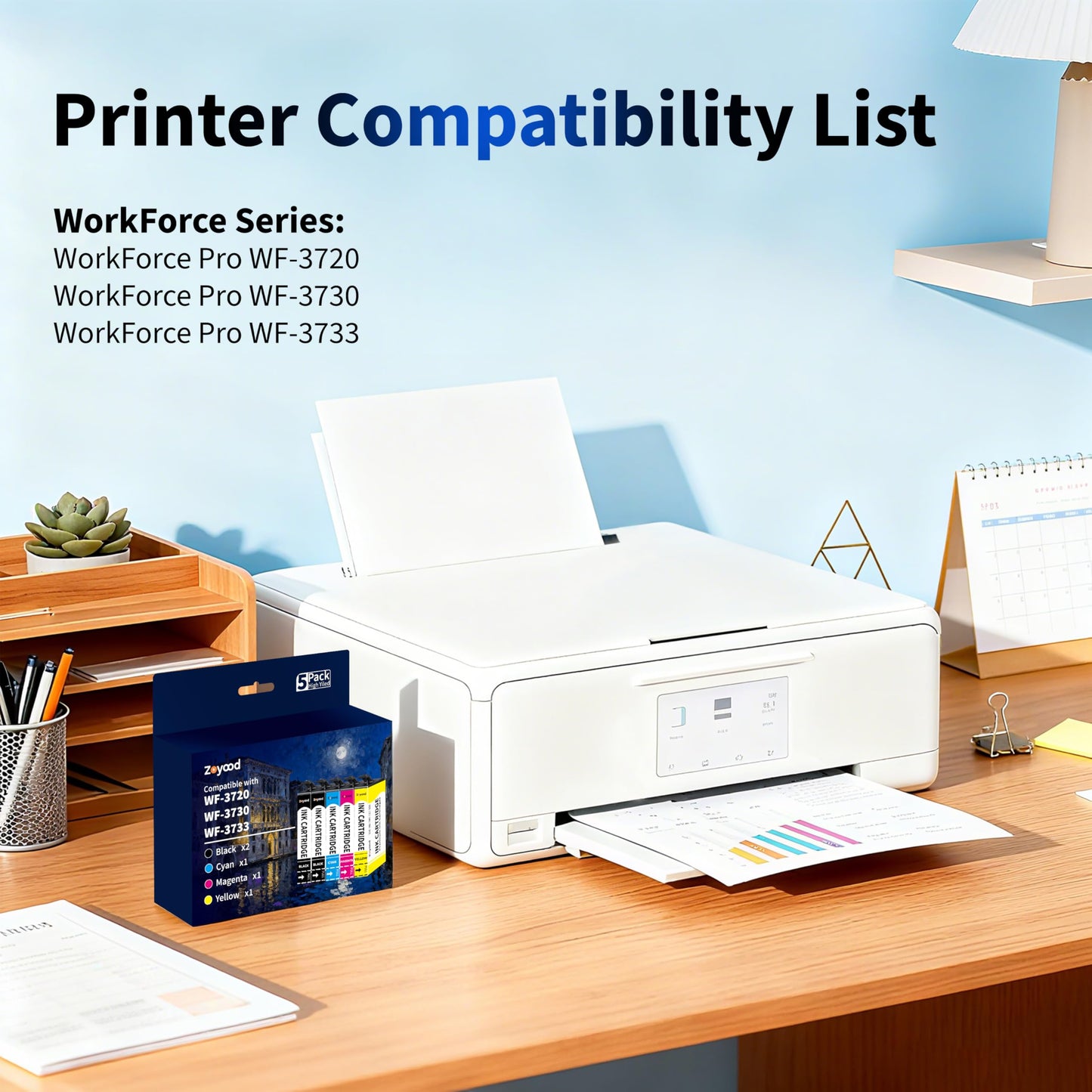 Zoyood Remanufactured Ink Cartridge Replacement for Epson 702 702XL T702 T702XL Ink Cartridges Compatible with Workforce Pro WF-3720 WF-3730 Printer (2 Black, Cyan, Magenta, Yellow, 5 Pack)