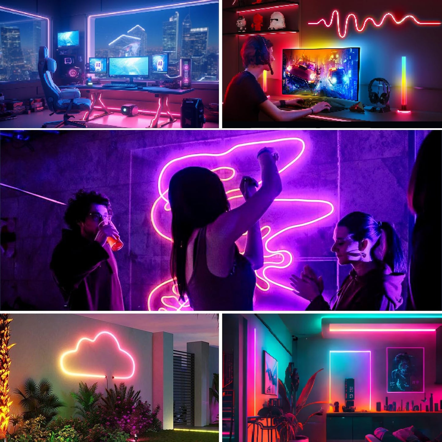 80FT(2 Rolls 40FT) Neon Rope Lights,Flexible Led Rope Lights Control with App/Remote,Multiple Modes Rope Lights,IP65 Outdoor Waterproof,Music Sync Light Strip for Bedroom