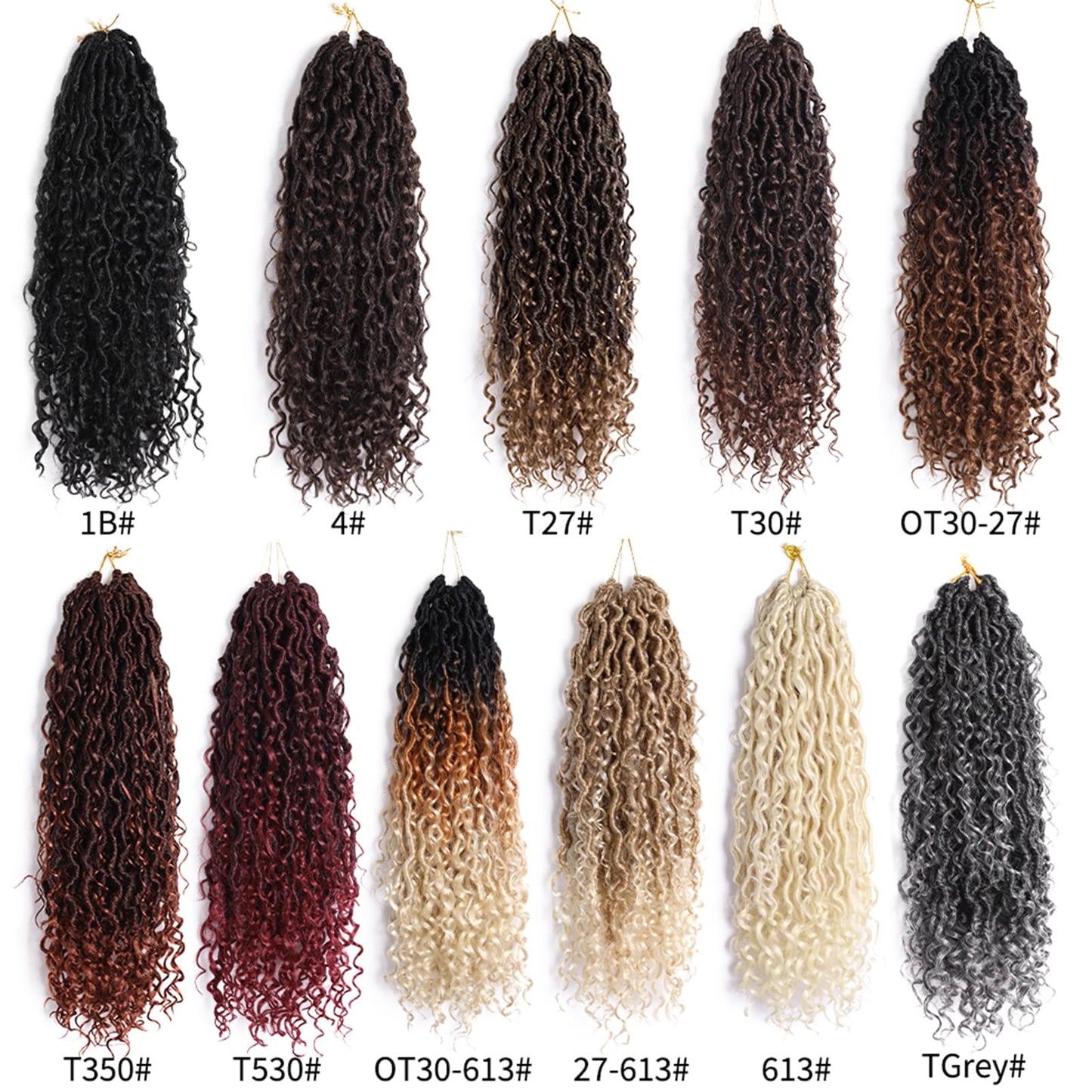 EFFGOCO Goddess Faux Locs Crochet Hair 18 Inch Ombre Blonde 7 Packs Crochet Boho Box Braids with Curls 16 Strands/Pack Prelooped Soft Locs Crochet Braids Hair Extensions (18Inch, T27/613)