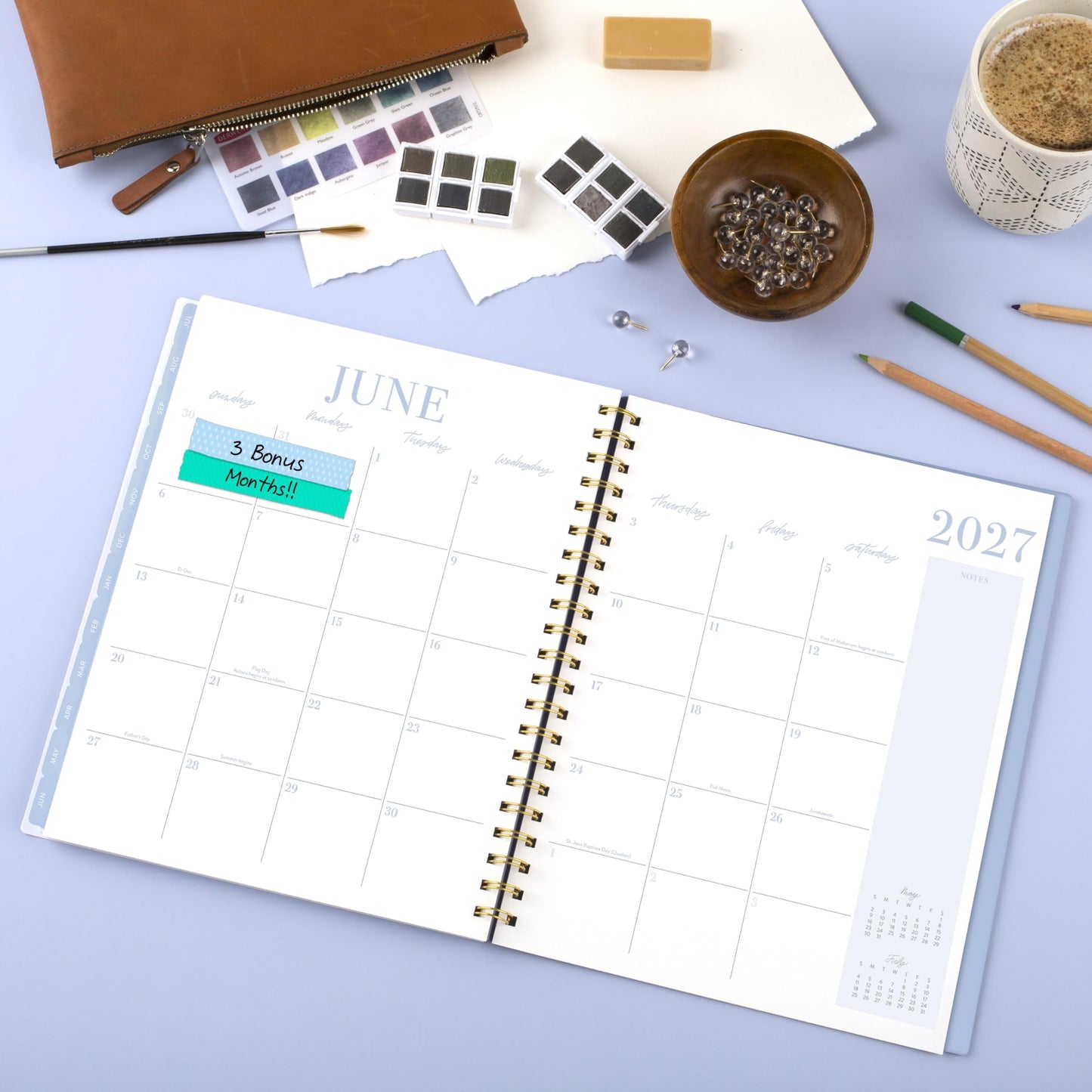 Cambridge Planner 2026-2027 Weekly & Monthly Academic 12-Month July-June, 8-1/2" x 11", Leah Bisch, Pansy Bouquet (LB50-905A)