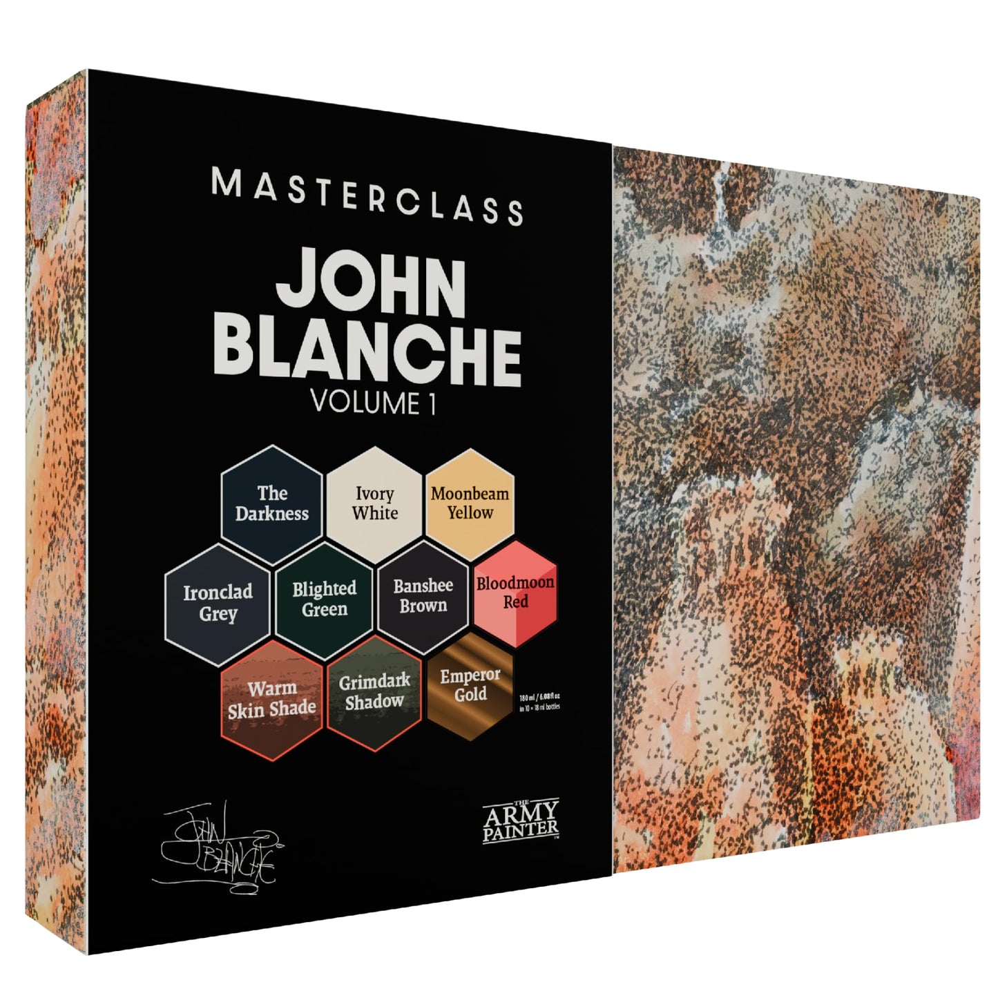 The Army Painter, Masterclass John Blanche Volume 1 Set, 6 x 18 ml Warpaints Fanatic Paints, 1 unique Speedpaint, 2 Washes, 1 Metallic & 1 Print - for Miniature Wargaming