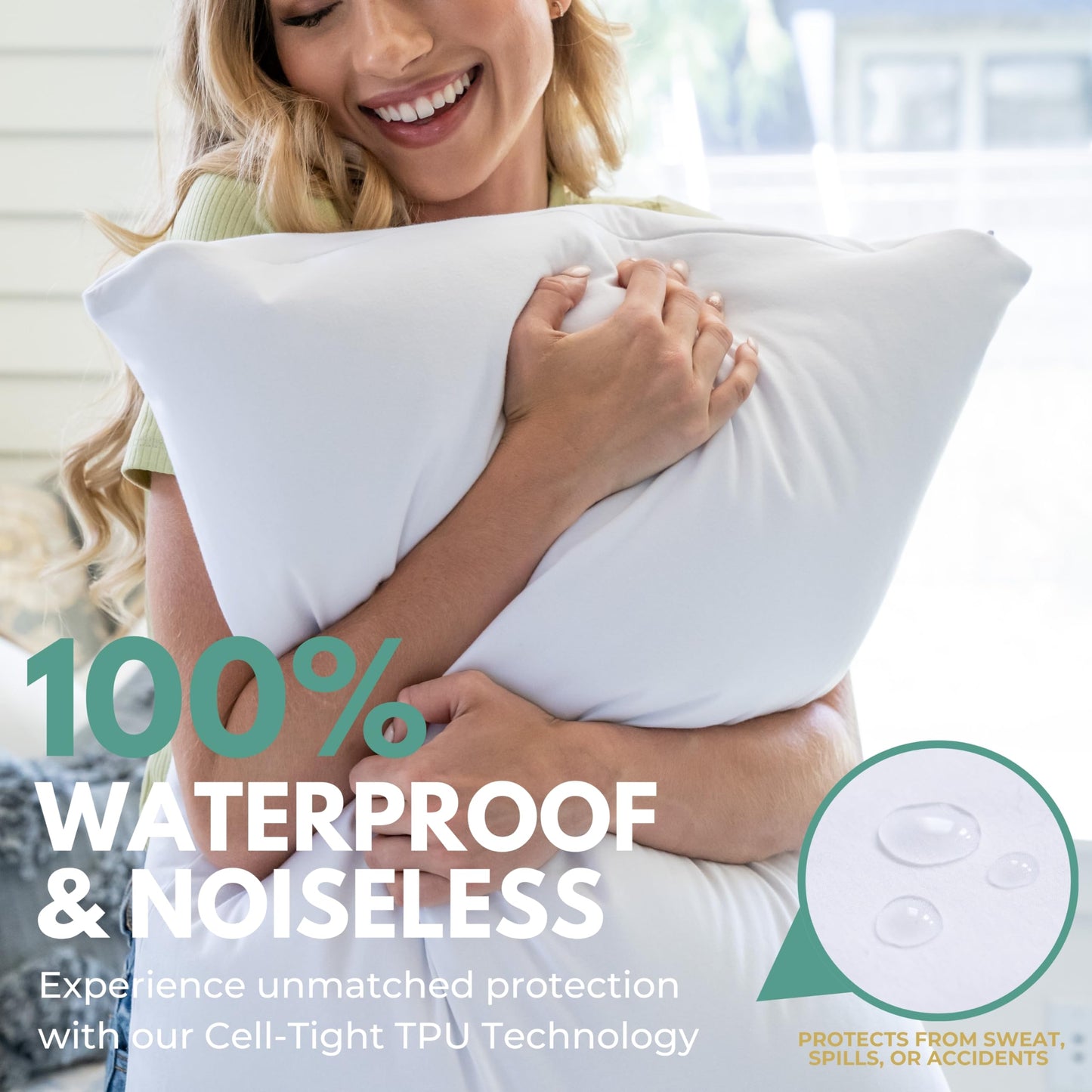Queen Size 21" x 31” Set of 2 Premium Bamboo Waterproof Zippered Pillow Protector 100% Viscose from Bamboo, Hypoallergenic, Invisible Zipper, Soft & Breathable Pillow Case Cover - Rest Line