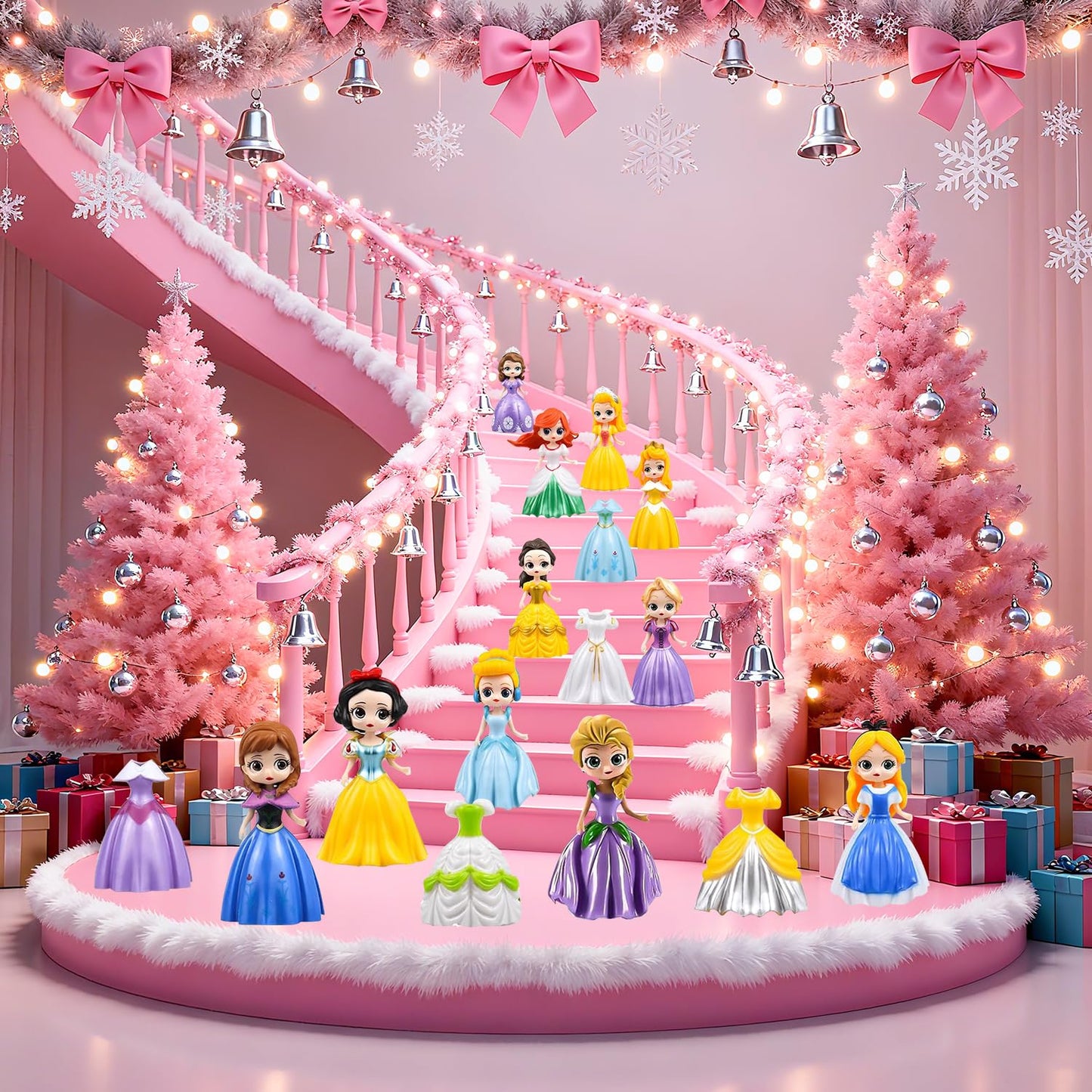 Advent Calendar 2025 for Girls, Princess Deformation Toy Christmas Countdown Calendars Princess Transformable Toys for Girls Xmas Gifts Party Favors