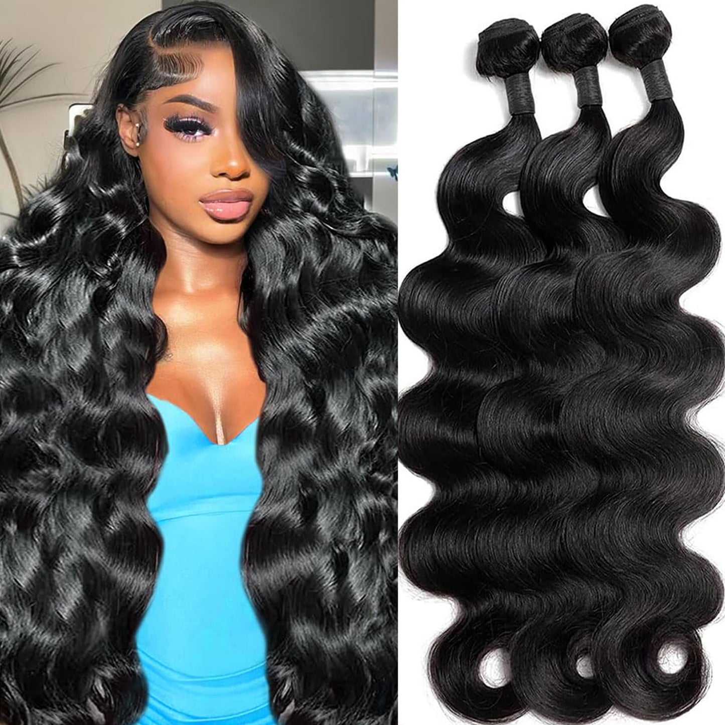 12A Body Wave Bundles Human Hair 16 18 20 Inch 100% Unprocessed Raw Vietnamese Human Hair 3 Bundles Body Weave Remy Virgin Hair Natural Black Color For Black Women
