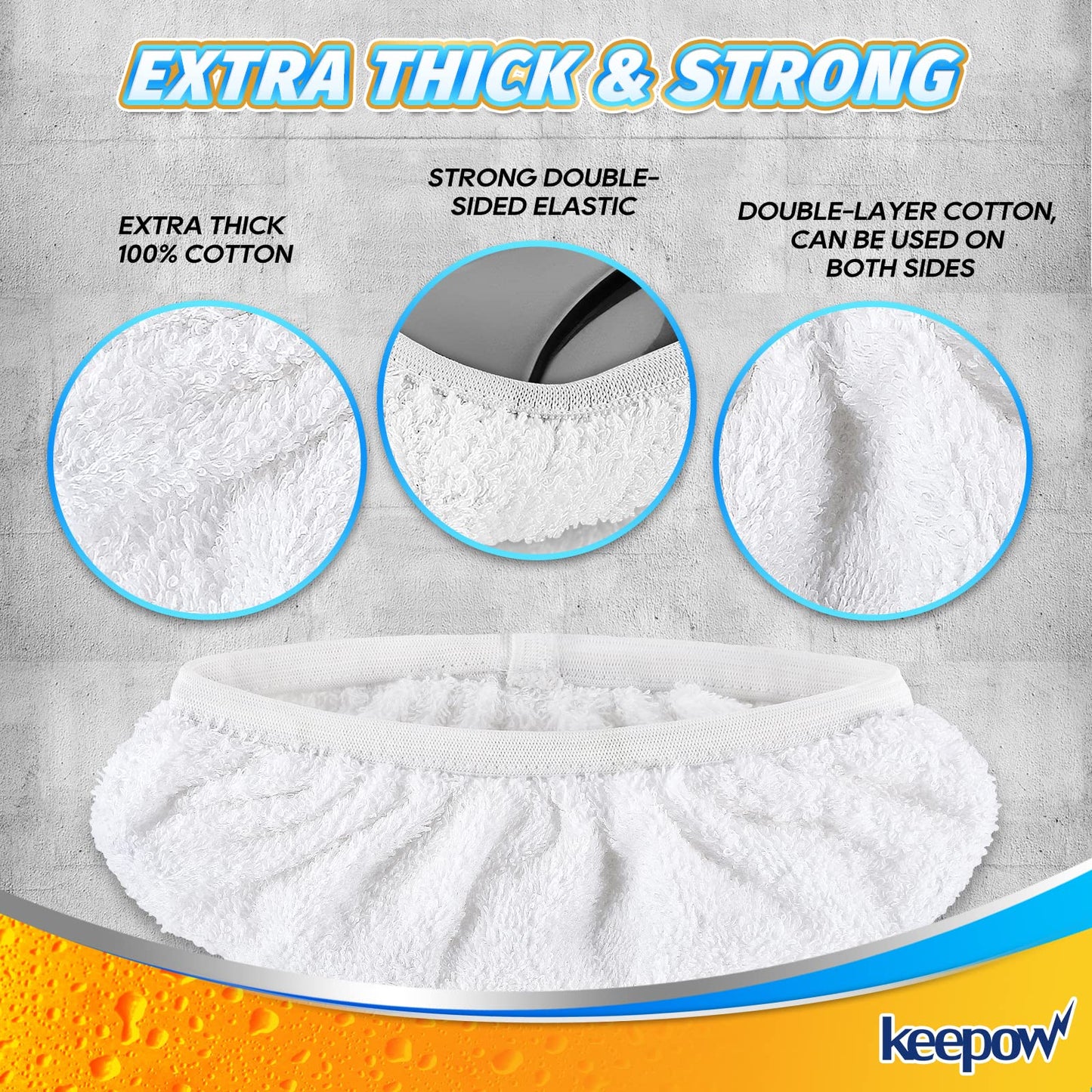 KEEPOW Reusable Mop Pads Compatible with O Cedar Hardwood Floor'N More Microfiber Mop, Mop Refill Heads Replacements for Wet and Dry Use, 15x8 Inch, 6 Pack