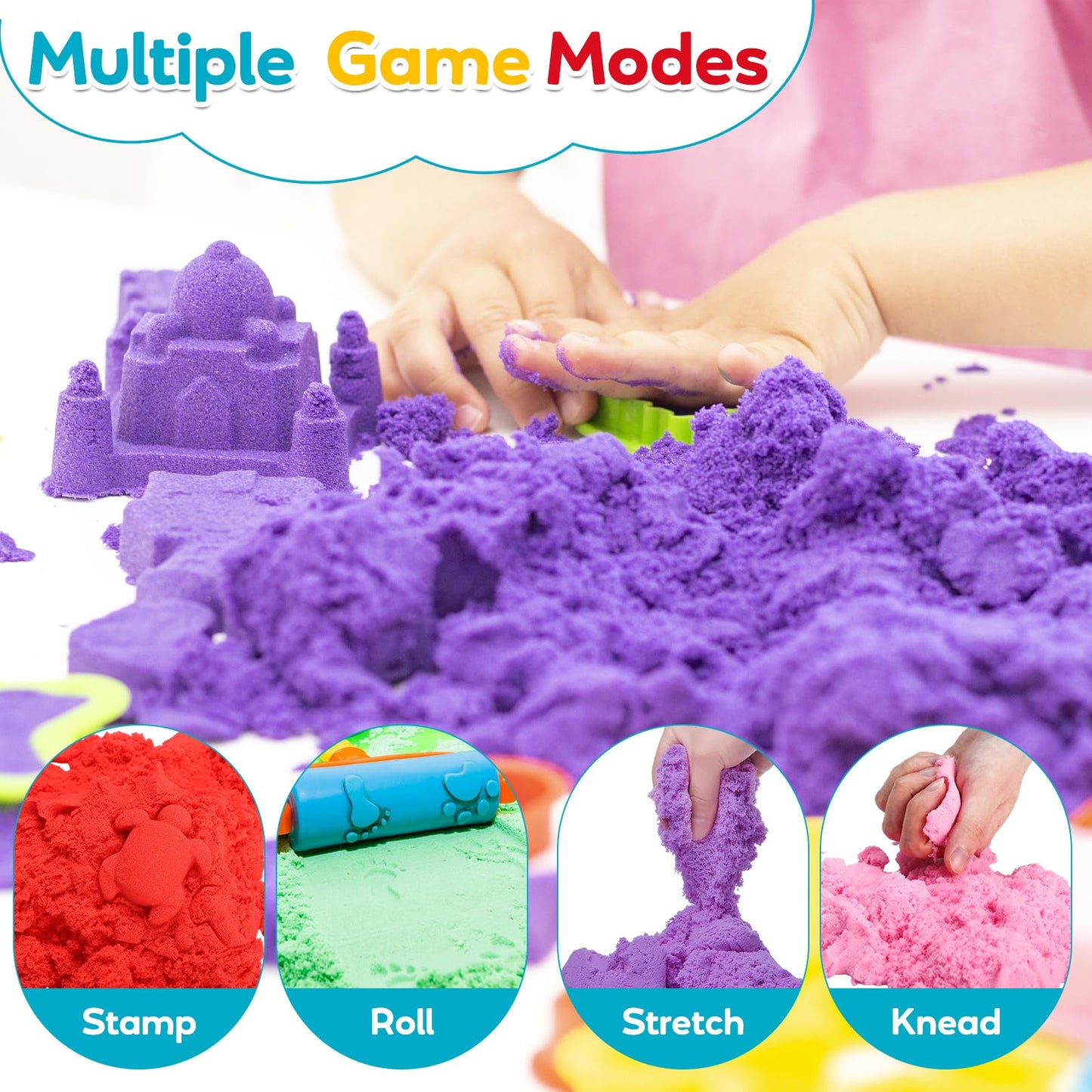FURWEY 13.3lbs Play Sand,Mixed Packaging of 6-Color Sensory Sand,Suitable for Children to Shaping, Squeezing and Molding