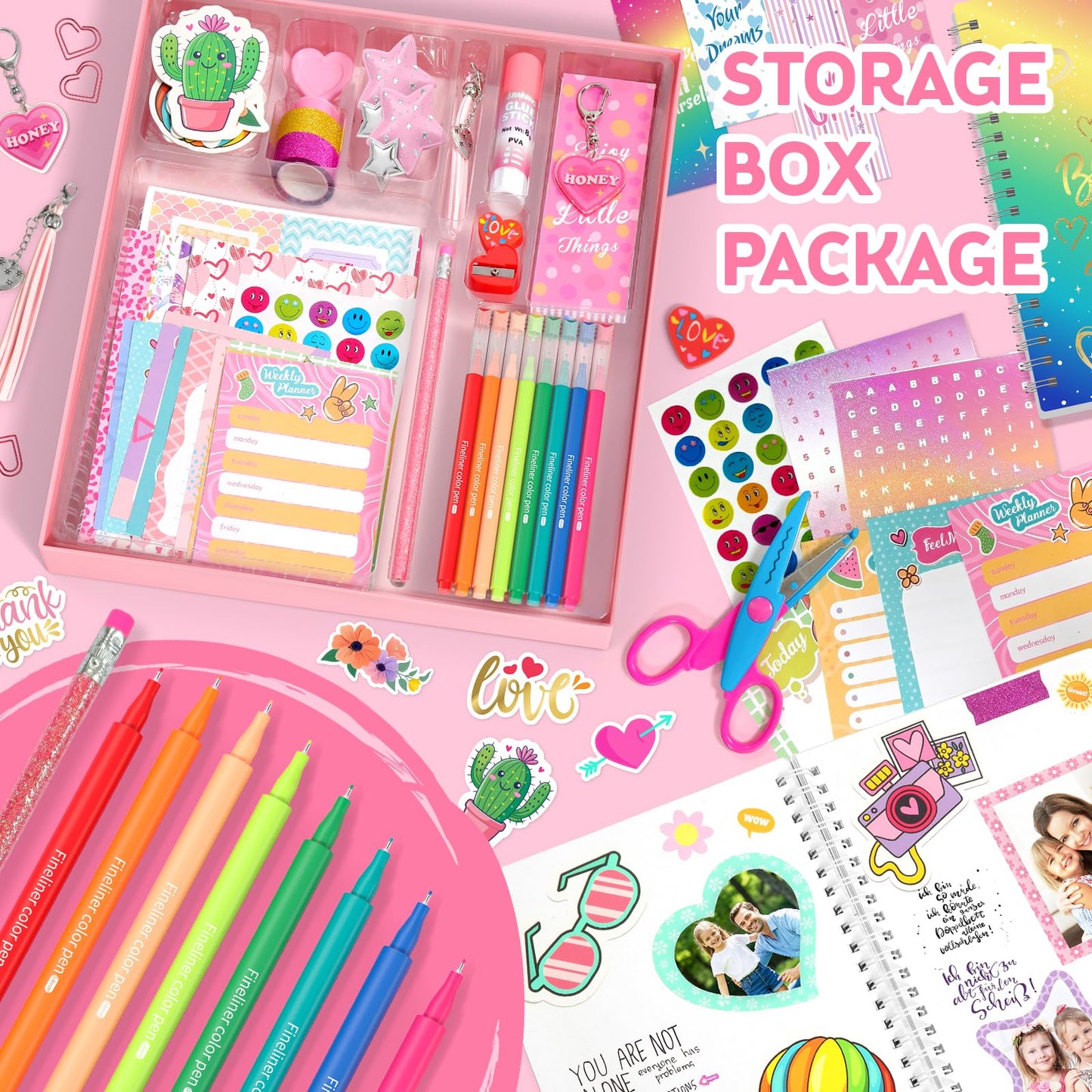 Axirata 2-Pack DIY Journal Kit for Girls, Journal Set for Tween & Teen Girls 6-8-14 Year Old, Art & Crafts Stationery Kit, Scrapbook & Diary Supplies Toy Set Birthday Christmas Ideal Gift for Girls