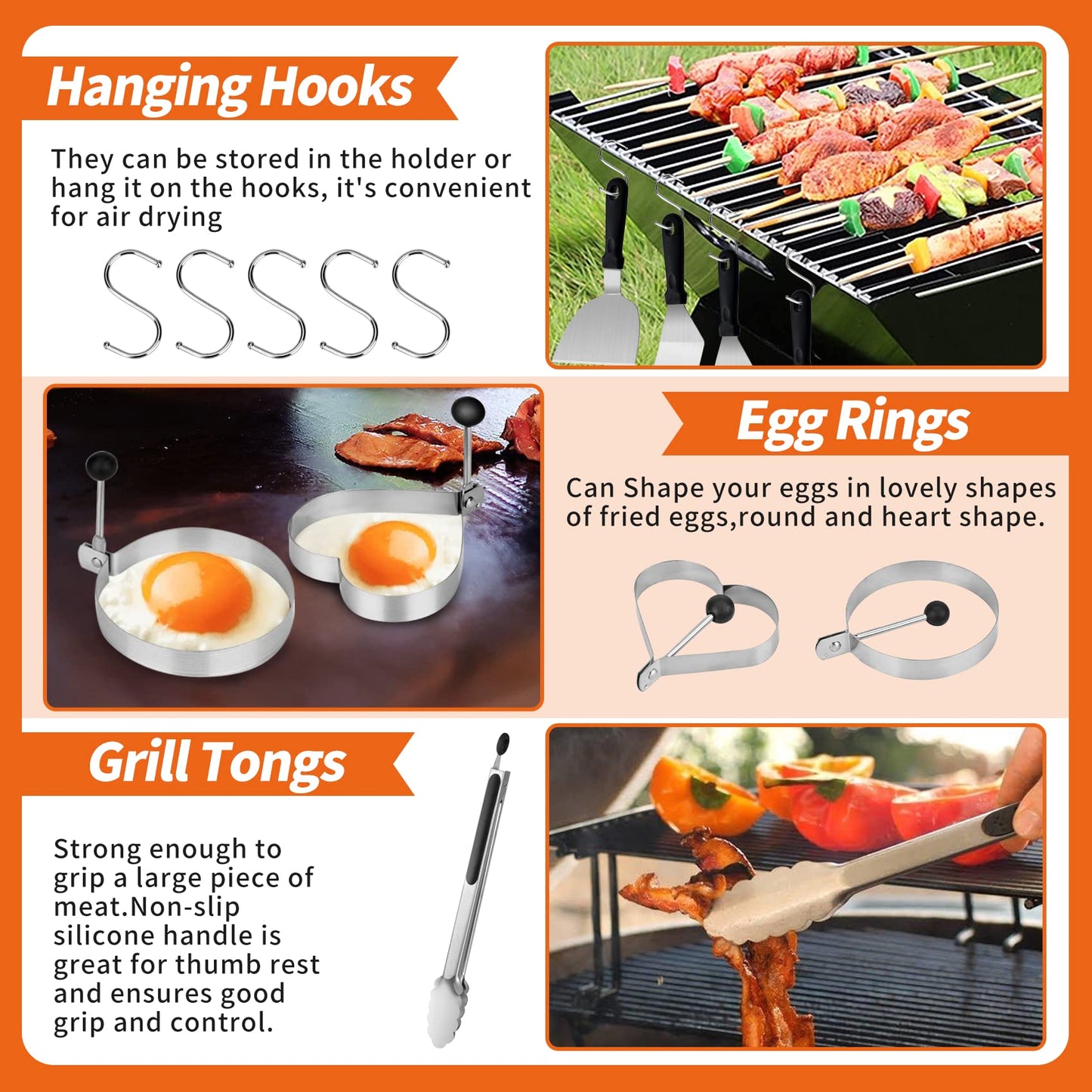 Bbcuepro 21 PCS Griddle Accessories Kit - Stainless Steel Flat Top Grill Spatula Kit for Outdoor Barbecue Teppanyaki Camping Cooking, Blackstone and Camp Chef - Professional Grill BBQ Spatula Set