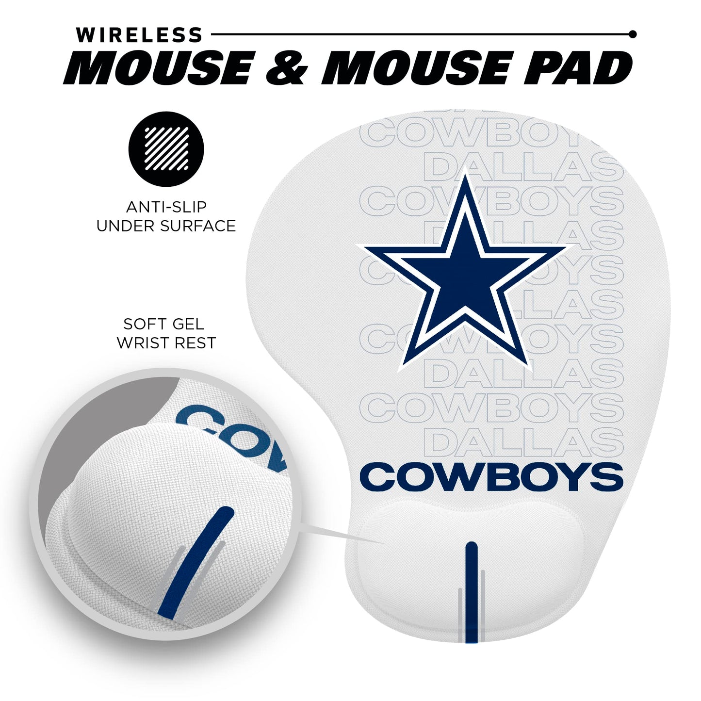SOAR NFL Wireless Mouse and Mouse Pad, Detroit Lions