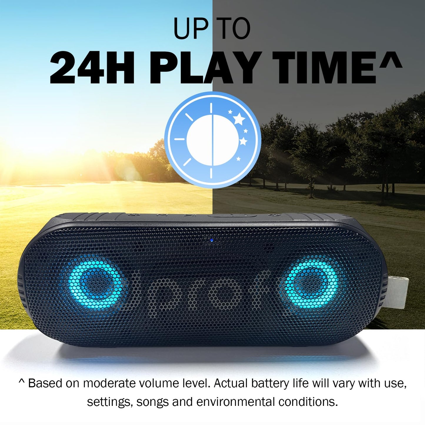 New Play 2 Rounds of Golf, Magnetic Bluetooth Golf Speaker Golf Cart Speaker, Stereo Sound Portable Pro Wireless Waterproof Speaker with Rich Bass, Golf Accessories Golf Gifts (with Light)