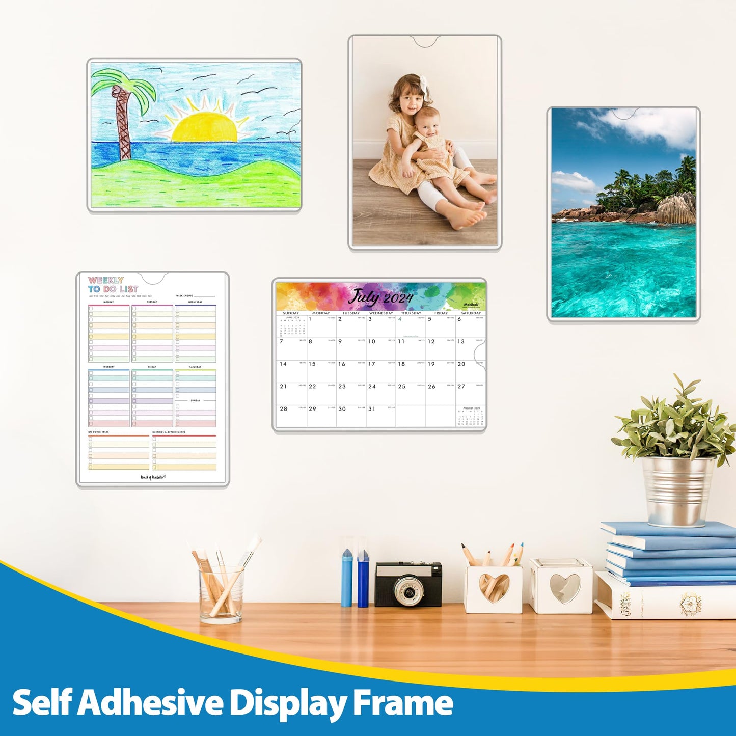 VAIIGO 20 Pack Wall Sign Holder 8.5 x 11 Magnetic Sign Holder, Magnetic Display Frame, Rigid Plastic Sign Holder with Magnetic and Adhesive Tapes, Adhesive Frame Document Holder Protectors Sign Holder