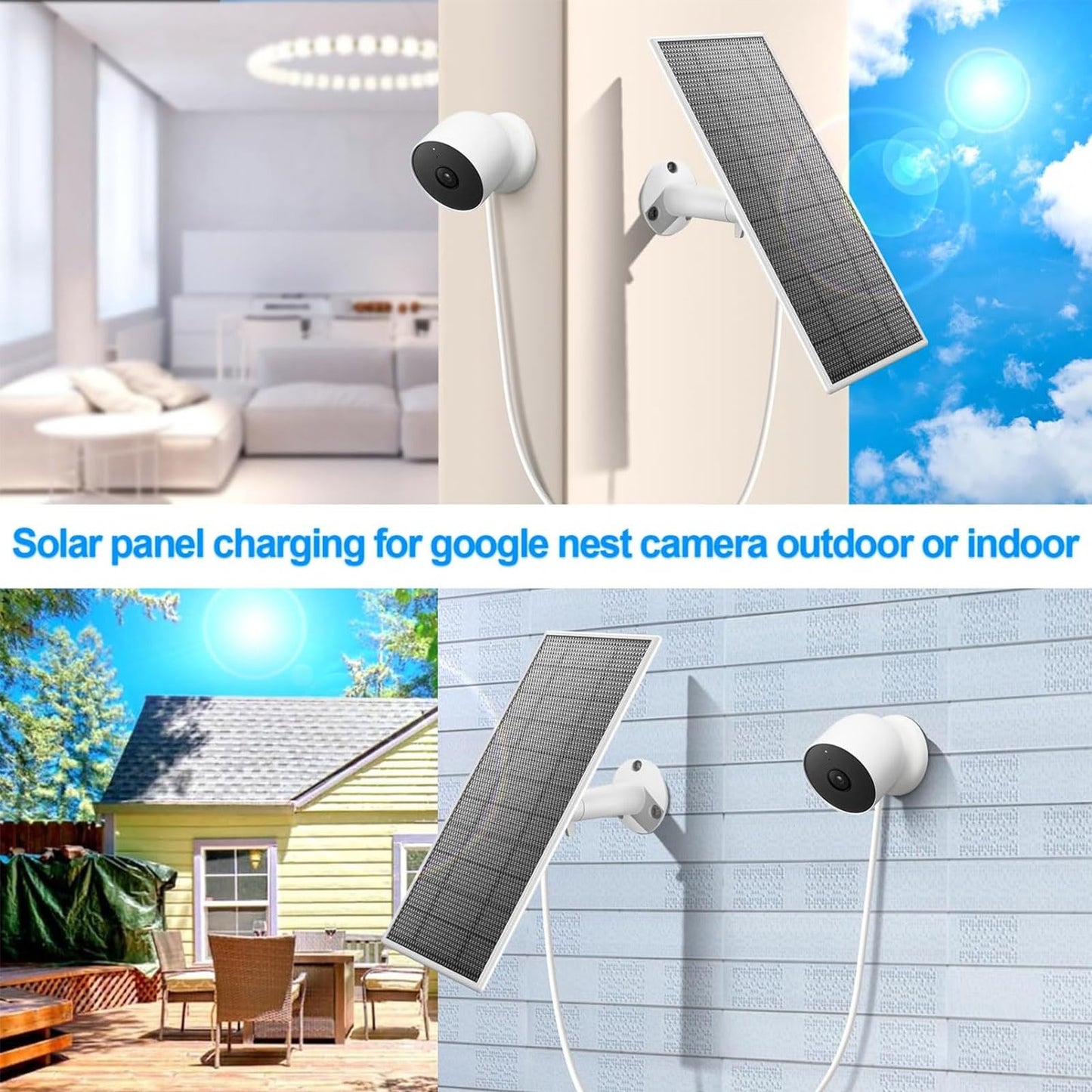 [3 Pack] Solar Panel for Google Nest Camera (Battery Version), 4W Camera Solar Panel with 13FT Cable for Google Nest Camera