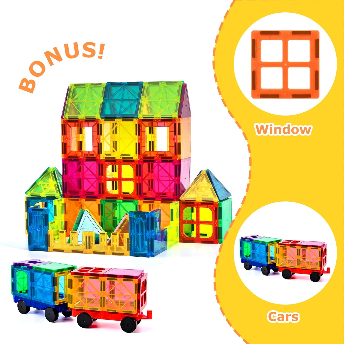 cossy 120Pcs Magnetic Tiles Magnetic 3D Building Blocks Set Educational Construction Toys for 3+ Year Kids with Stronger Magnets, Educational, Recreational, Conventional