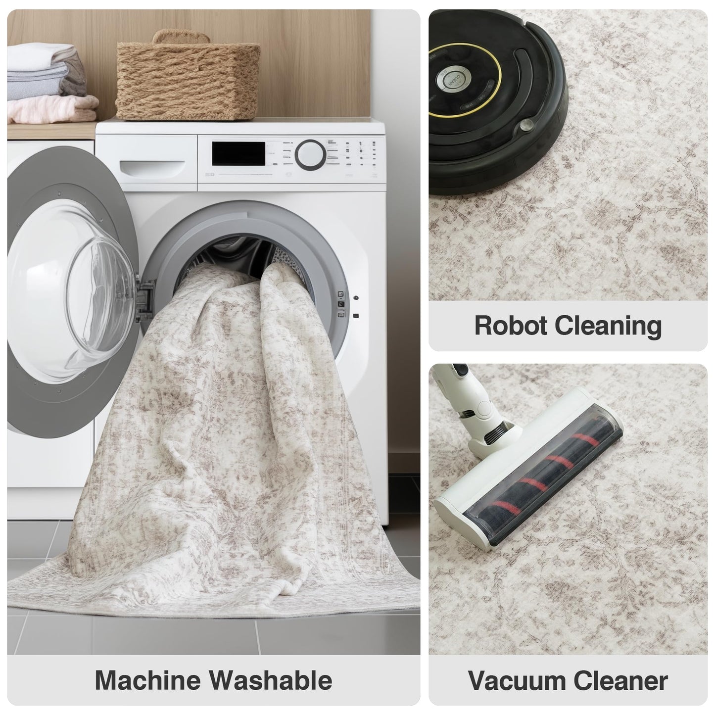 Fmfunctex 2x6 Hallway Runner Rug Beige Vintage Neutral Washable Non Slip Low Pile Traditional Entryway Indoor Carpet Soft Retro Tapis Salon for Kitchen Living Room Bedroom Bathroom Laundry Entrance