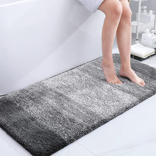 OLANLY Luxury Microfiber Bath Mat, Extra Soft and Absorbent Bathroom Mat, Non-Slip Plush Shaggy Bathroom Rug, Machine Wash Dry, Bath Rugs for Bathroom Floor, Tub and Shower, 24x47, Grey