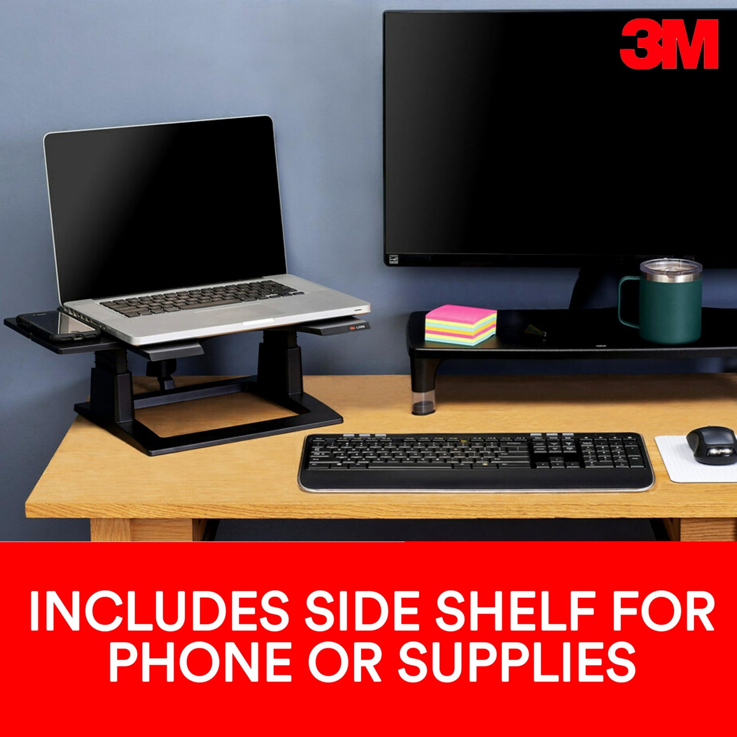 3M Adjustable Laptop Stand, Raise Height 4" - 6" to Reduce Neck Strain, Non-Skid Base, Cooling Vents, Laptop Riser