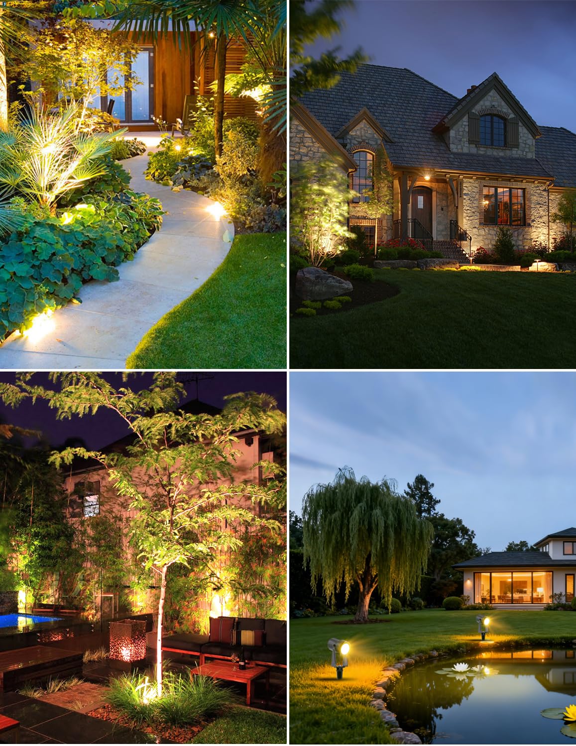 ZYAN Solar Landscape Spotlights Outdoor Waterproof IP65, Bright Solar Powered Garden Yard Spot Lights for Outside Plant, Tree, Pathway, Auto On/Off Wall Lights for Walkway, Lawn-4 Pack