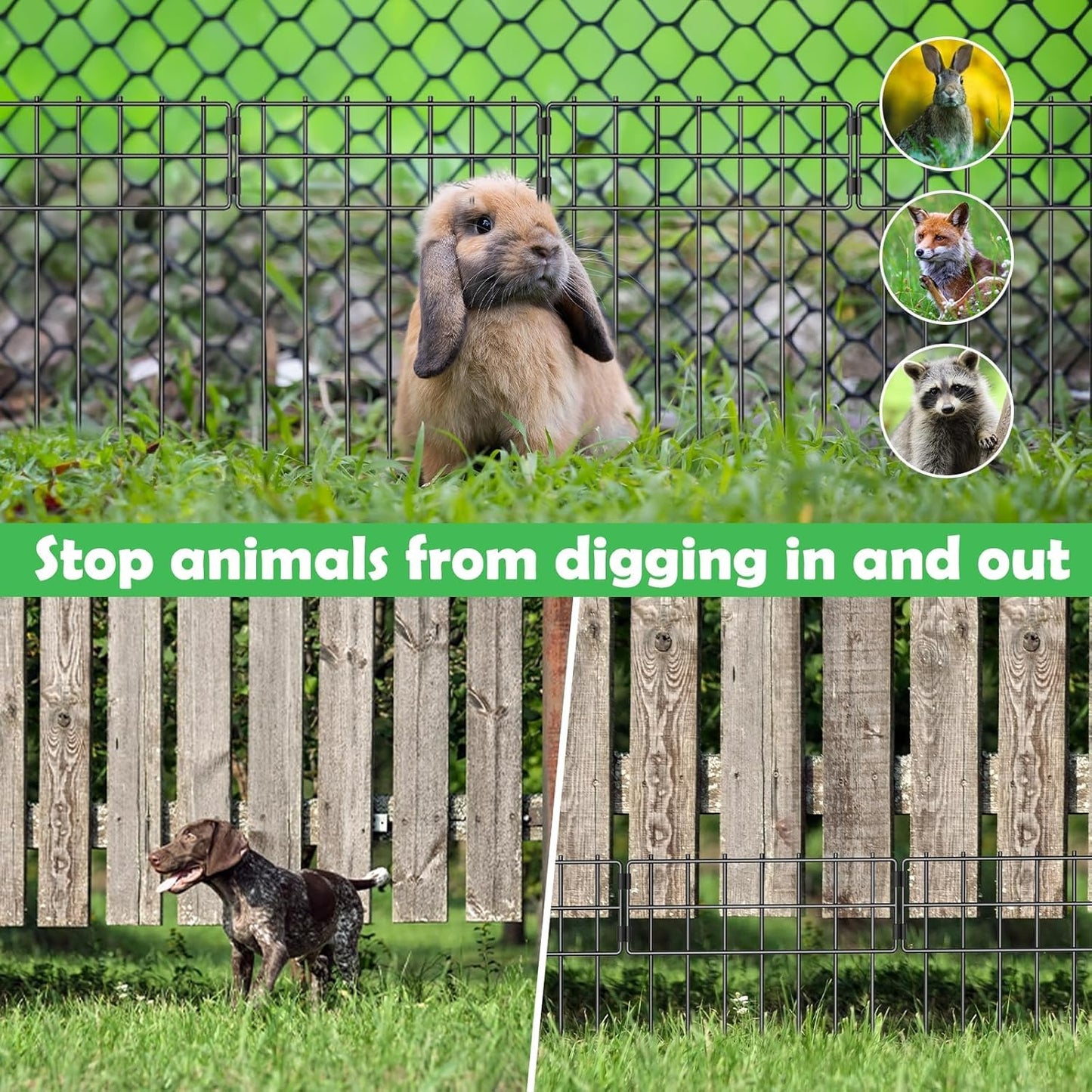 25 Pack Animal Barrier Fence, 17 in(H) X 27 Ft(L) Decorative Garden Fence, Rustproof Wire Garden Bottom Fence, No Digging Fencing Border, Dog Rabbits Ground Stakes Fence for Garden Patio