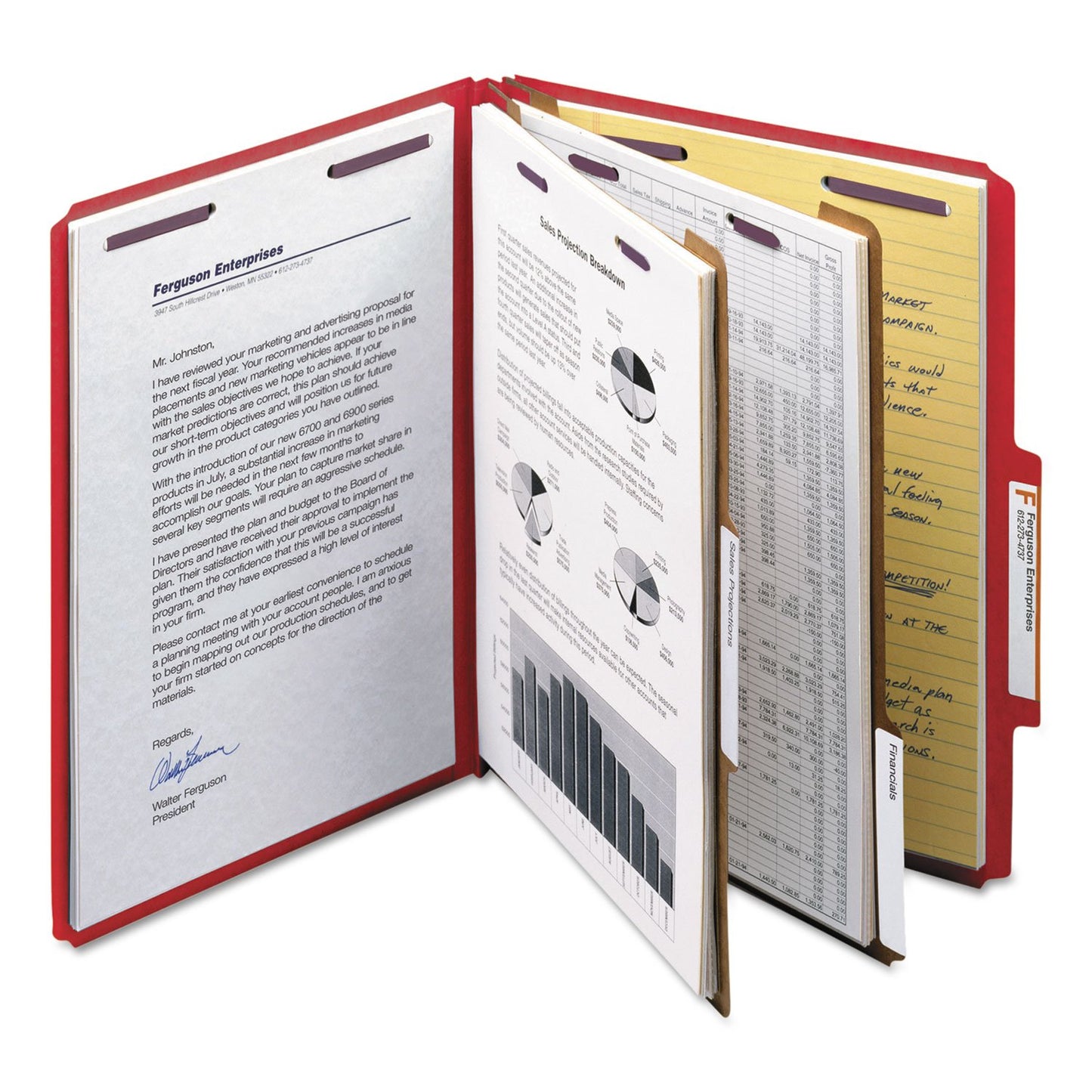 Smead Pressboard Classification Folders, Six-Section, Letter, Bright Red, 10 Per Box (14031)