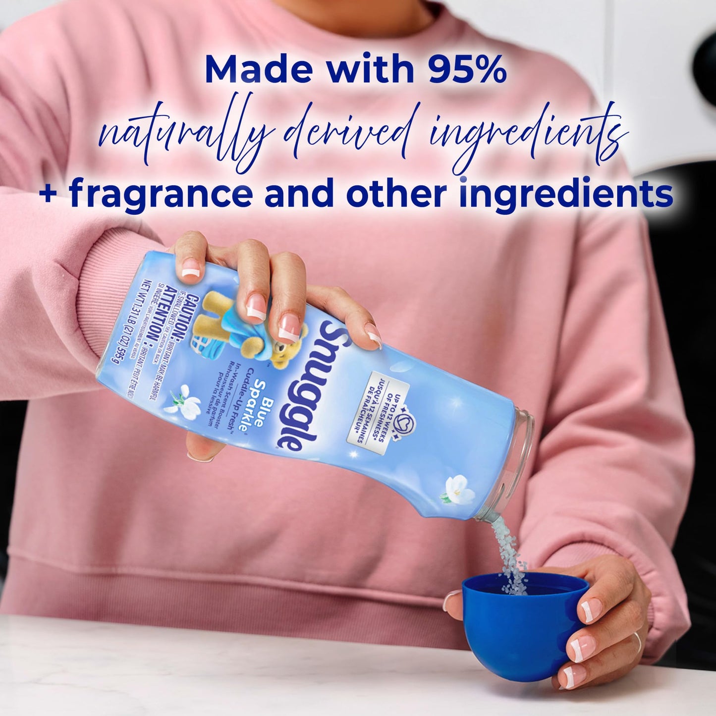 Snuggle In Wash Scent Booster, 21 Oz, Pack of 4, Blue Sparkle, Laundry Beads for Long-Lasting Freshness, Fragrance Enhancer for Clothes, Bedding & Activewear, HE Safe