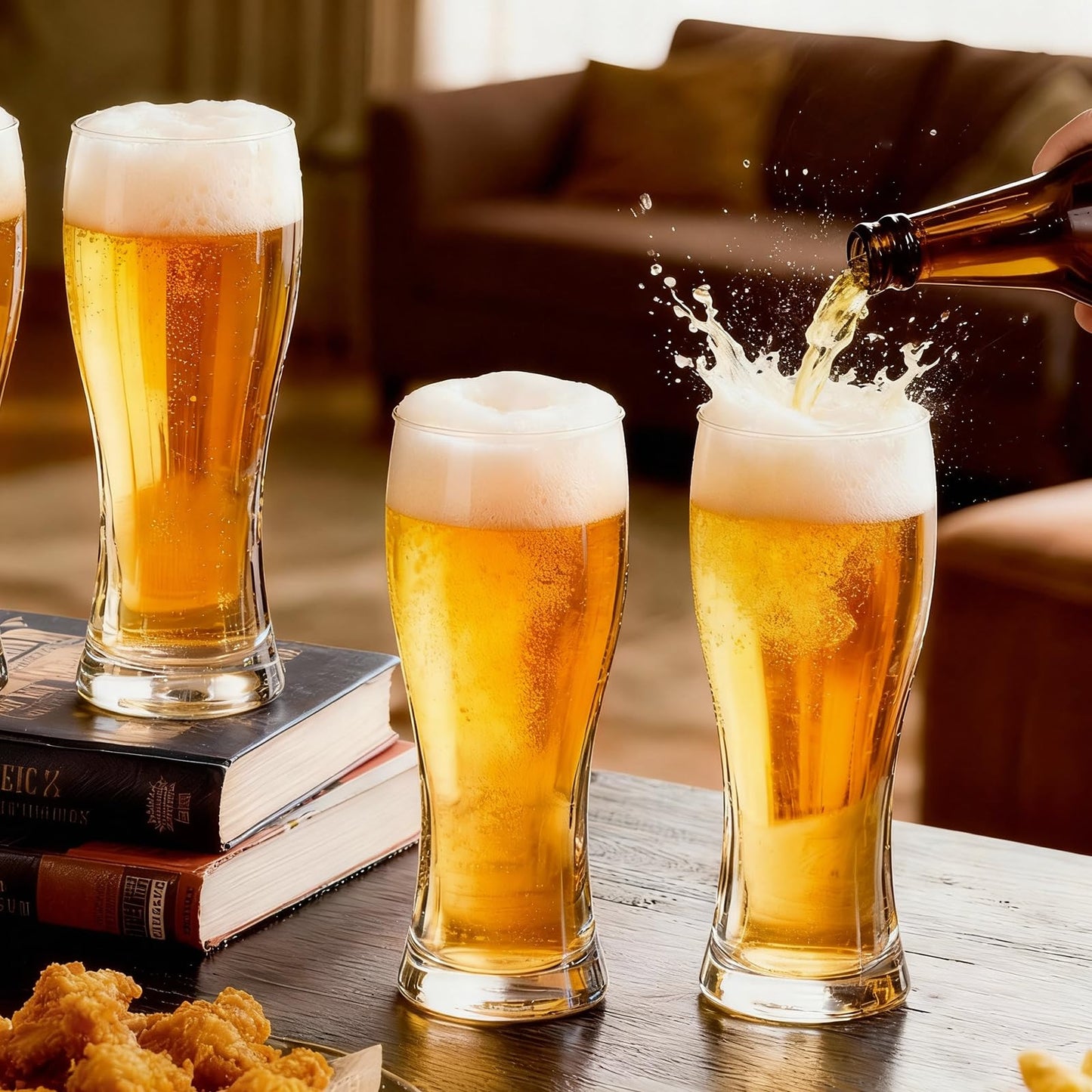 BPFY 16oz Pilsner Beer Glasses Set of 6 for Home, Pub, Food-Grade Clear Pint Glasses, Easy to Grasp Bar Glassware, Dishwasher Safe(480ml)