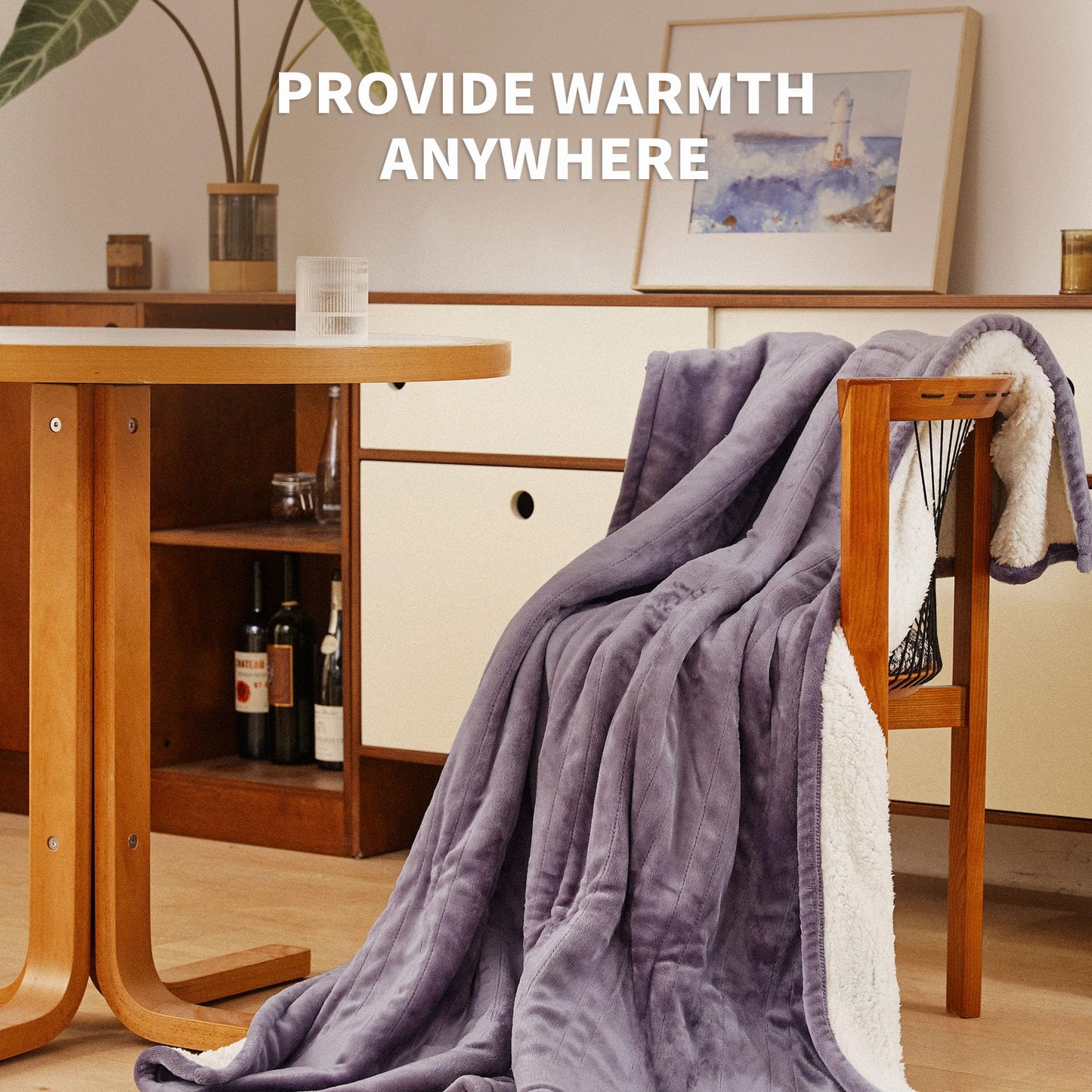 JET'S HOME Heated Blanket 50"x60" - ETL Certified Flannel Electric Blanket Throw Machine Washable Heating Blanket with 5 Heating Levels 3 Hours Auto-Off Overheating Protection Gifts for Women (Purple)
