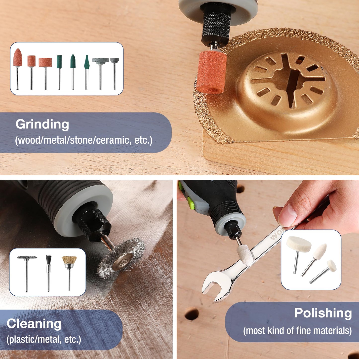 WORKPRO 476PCS Rotary Tool Accessories Kit, Rotary Tool Bits for Easy Cutting, Sanding, Grinding, Carving, Polishing, Drilling and Engraving, Fits Milwaukee & Dremel & Cordless Rotary Tool, Etc.