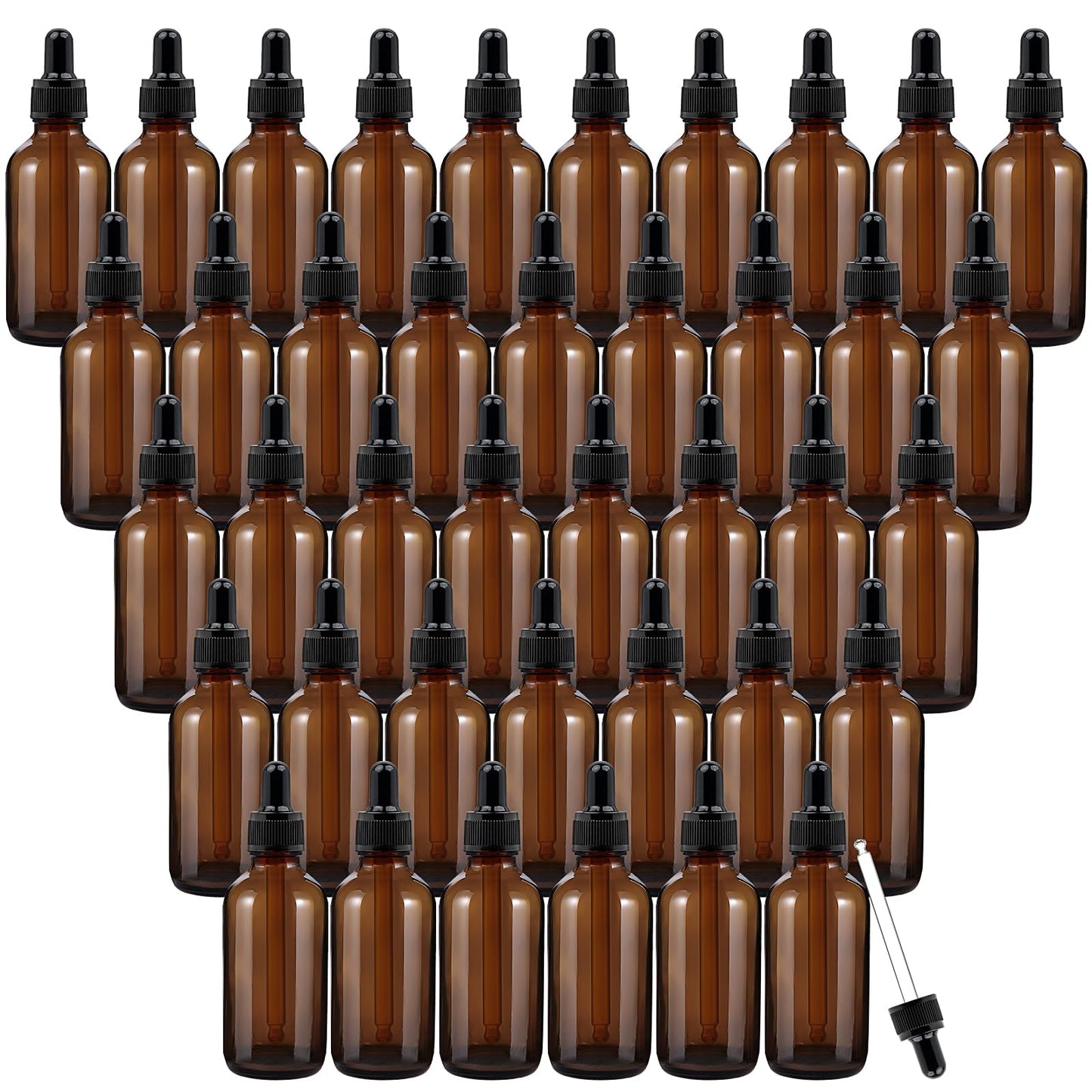 40 Pieces Glass Dropper Bottle, 2 oz Amber Glass Bottles Eye Dropper Bottles Tincture Bottles Empty Oil Dropper Bottle for Essential Oils, Perfume, Liquids