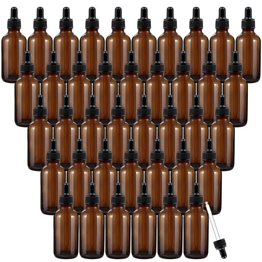 40 Pieces Glass Dropper Bottle, 2 oz Amber Glass Bottles Eye Dropper Bottles Tincture Bottles Empty Oil Dropper Bottle for Essential Oils, Perfume, Liquids