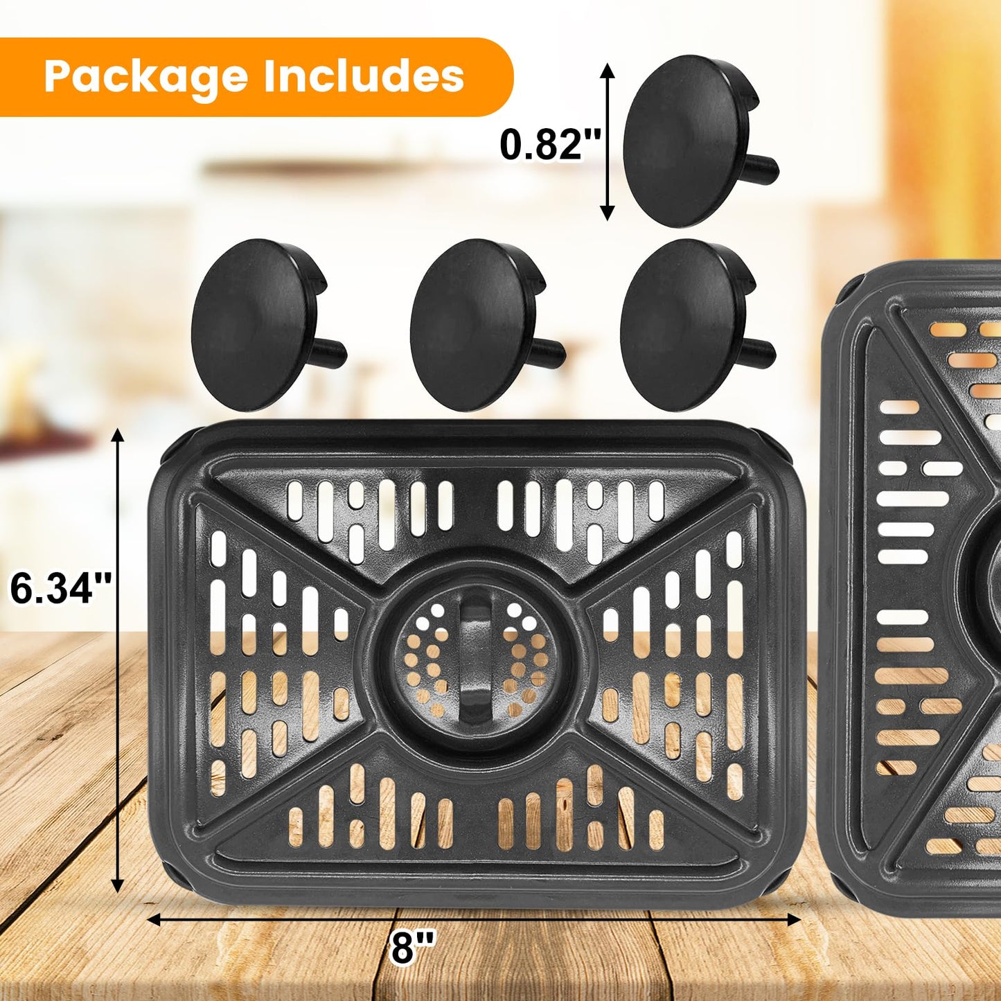 Air Fryer Grill Pan for Ninja Foodi DZ401 DZ550 10QT DualZone Air Fryers, Replacement Air Fryer Crisper Plate Grill Plate Tray Accessories with Rubber Bumpers, Dishwasher Safe