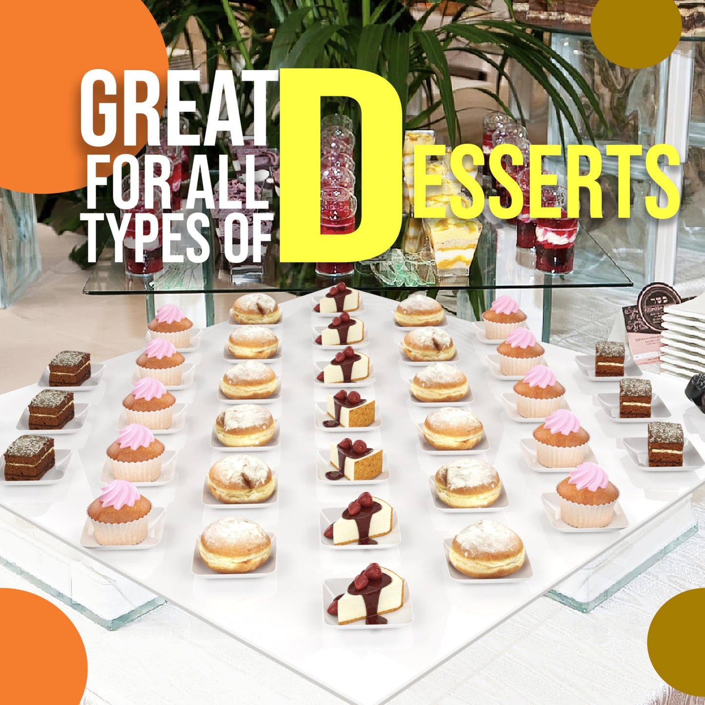 Exquisite Tiny Mini Dessert Plates - 240 Pack 2.4 in. x 2.4 in. White Disposable Appetizer Plates - Small Plastic BPA Free for Weddings