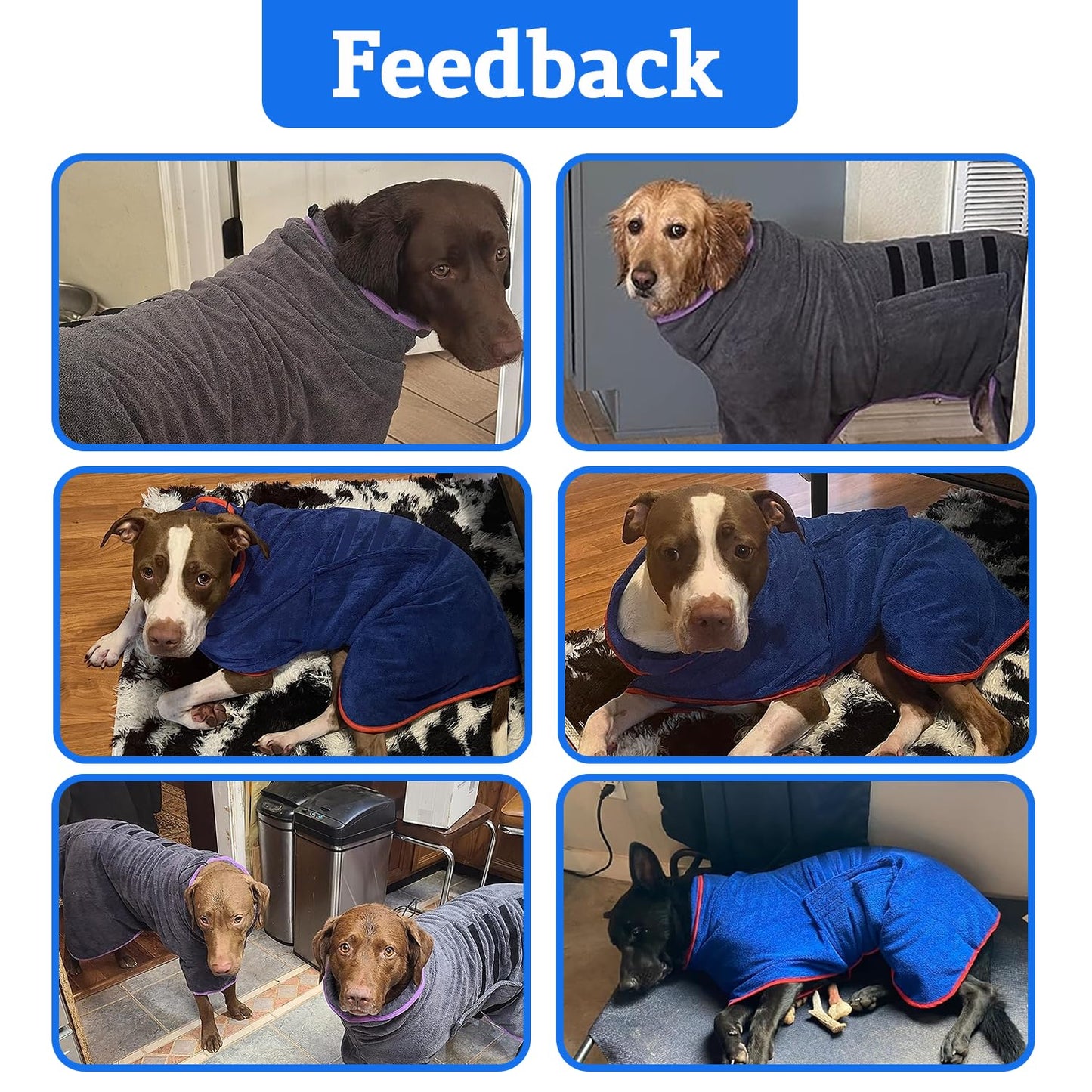 HhiMyOct Dog Drying Coat - Towel Robe - Microfiber Dog Drying Bag Super Absorbent Pet Bathrobe,Adjustable Collar&Belly Strap Fast Drying Coat Pet Dog Cat Bath Robe Towel