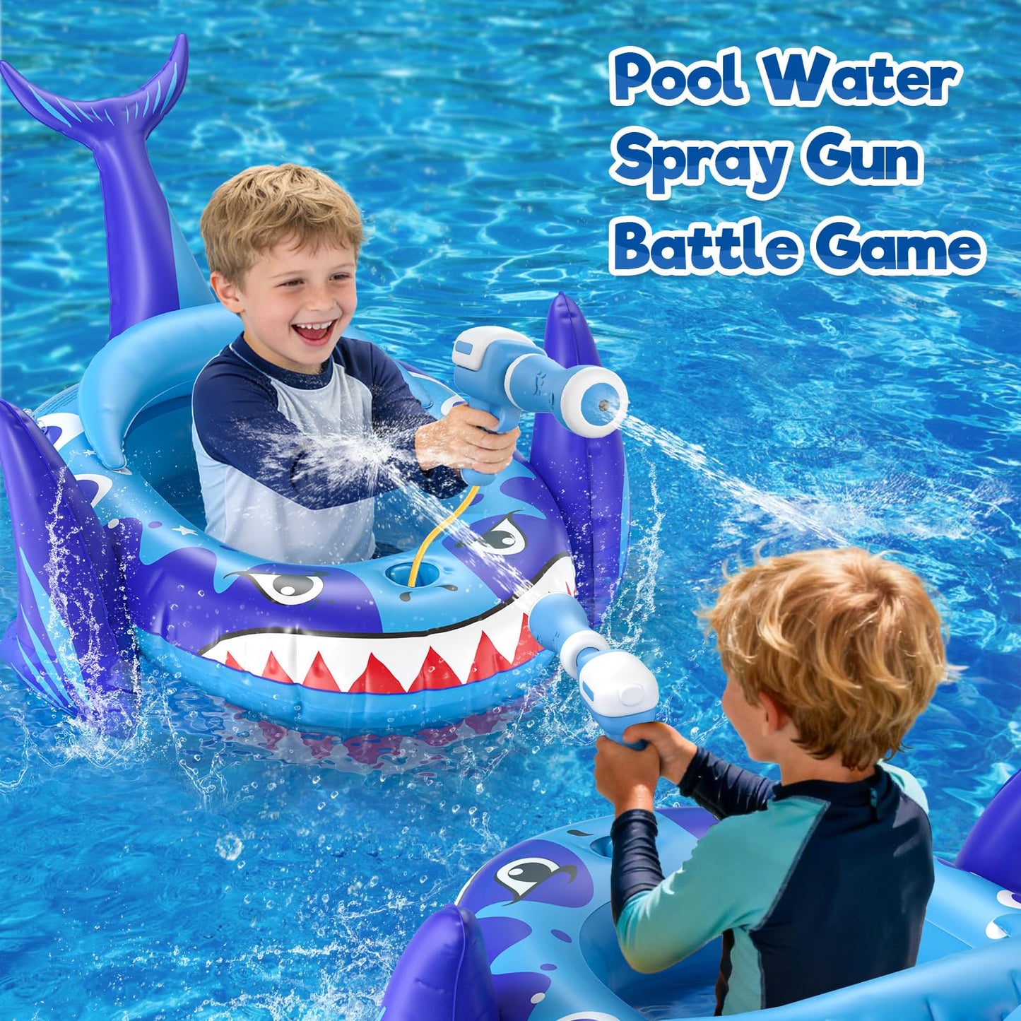 AZDYJL Pool Floats for Kids with Water Gun, Shark Toddler Inflatable Pool Toys for Kids Age 3-8 Years Old, Summer Outdoor Water, Beach, Swimming Pool Toys Gift for Boys and Girls