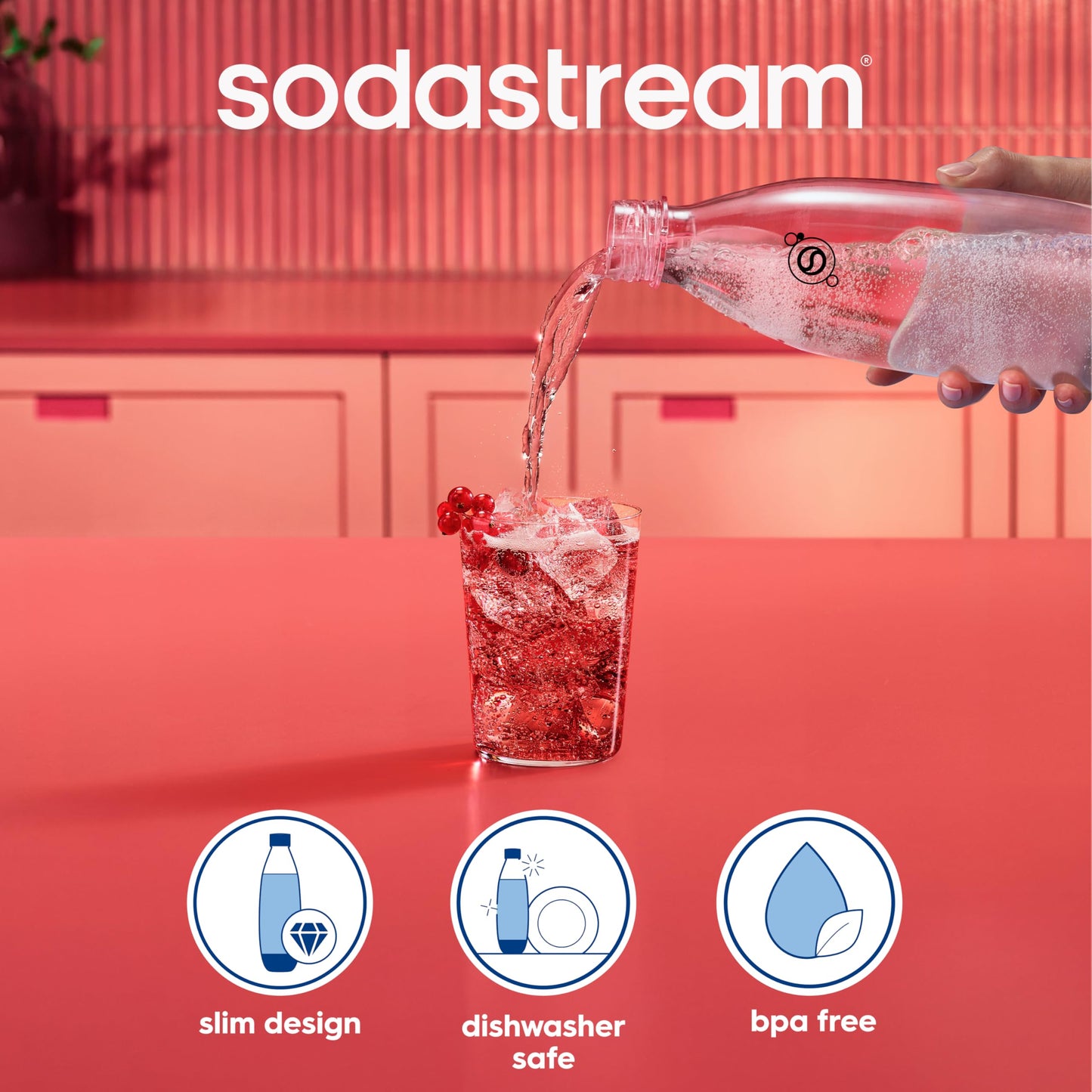 Sodastream 1L Fuse White Bottles Twin Pack - Dishwasher Safe