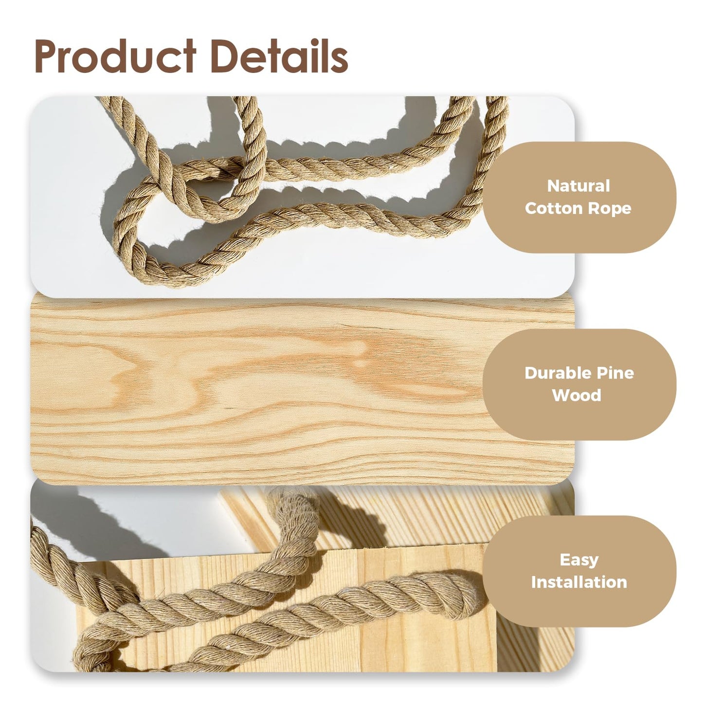 Bamworld Window Plant Shelves Hanging Shelves Window Plant Hanger Indoor Wood Plant Wall Shelf Window Sill Plant Shelf Indoor Hanging Plant Stand Living Room Decor Garden Boho Decor