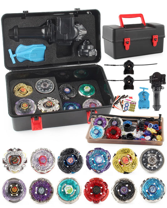 Battling Top Toy Set 12 Spinning Tops 3 Launchers Metal Fusion Gyro Game with Portable Storage Box Gift for Kids Children Boys Ages 6+…