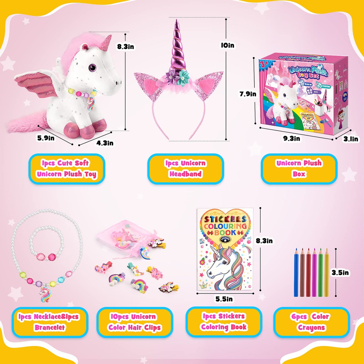 Gifts for 3-8 Year Old Girls, Luckades Stuffed Animal Unicorn Toys for Girls Age 3-8 Unicorn Birthday Decorations Plush Toys for Girls Age 3-8 Girls Toys Age 3-8