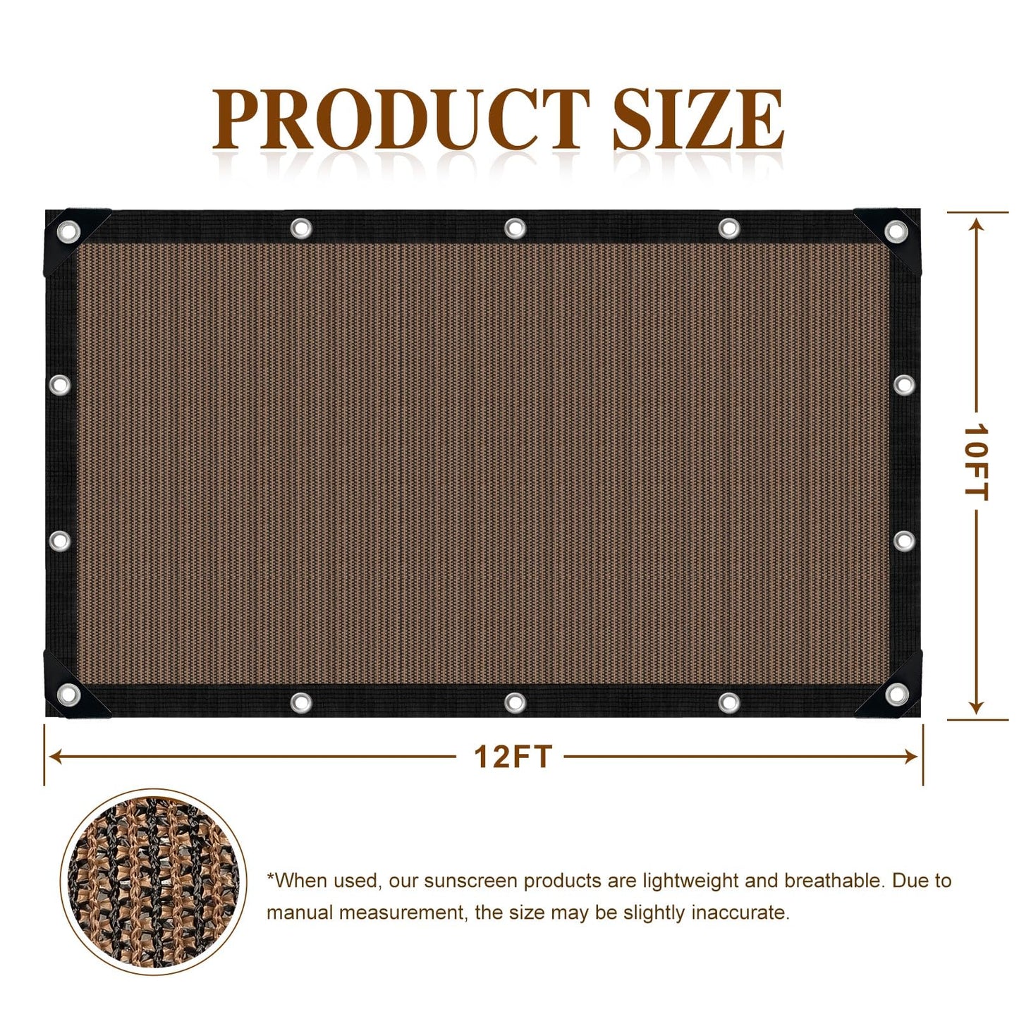 90% Pergola Shade Cover,10'x12' Shade Cloth Outdoors Sunscreen Awning,Coffee Sun Shade Sail with Grommets,Voile d Ombrage Extérieur Patio Shade,Garden Shade Cloth