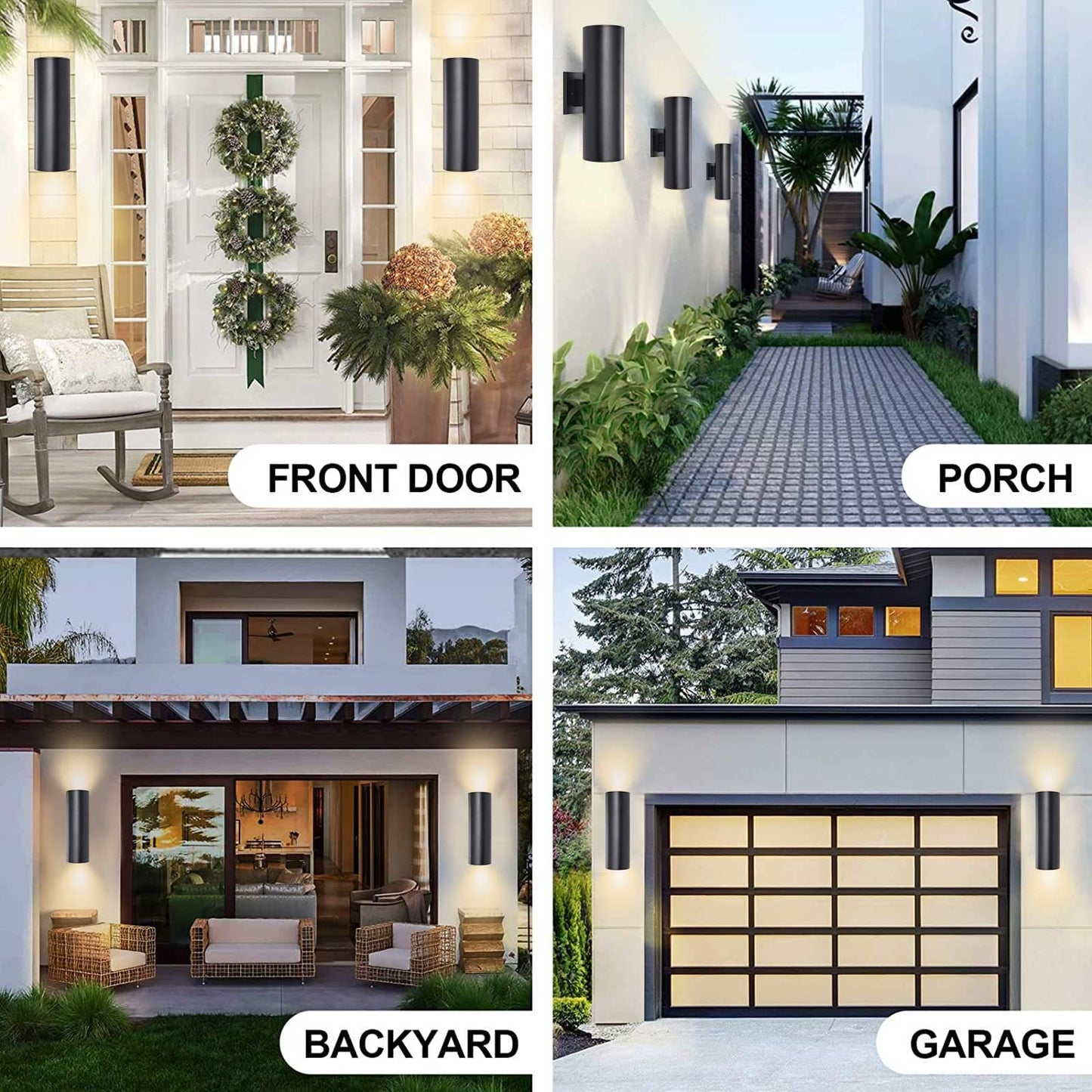 RETRELMP Outdoor Lights Wall Mount, Waterproof Exterior Light Fixtures, Black Modern Cylinder Aluminum Outside Lights for House Porch Light for Garden Garage Entryway 2 Pack E26 Base