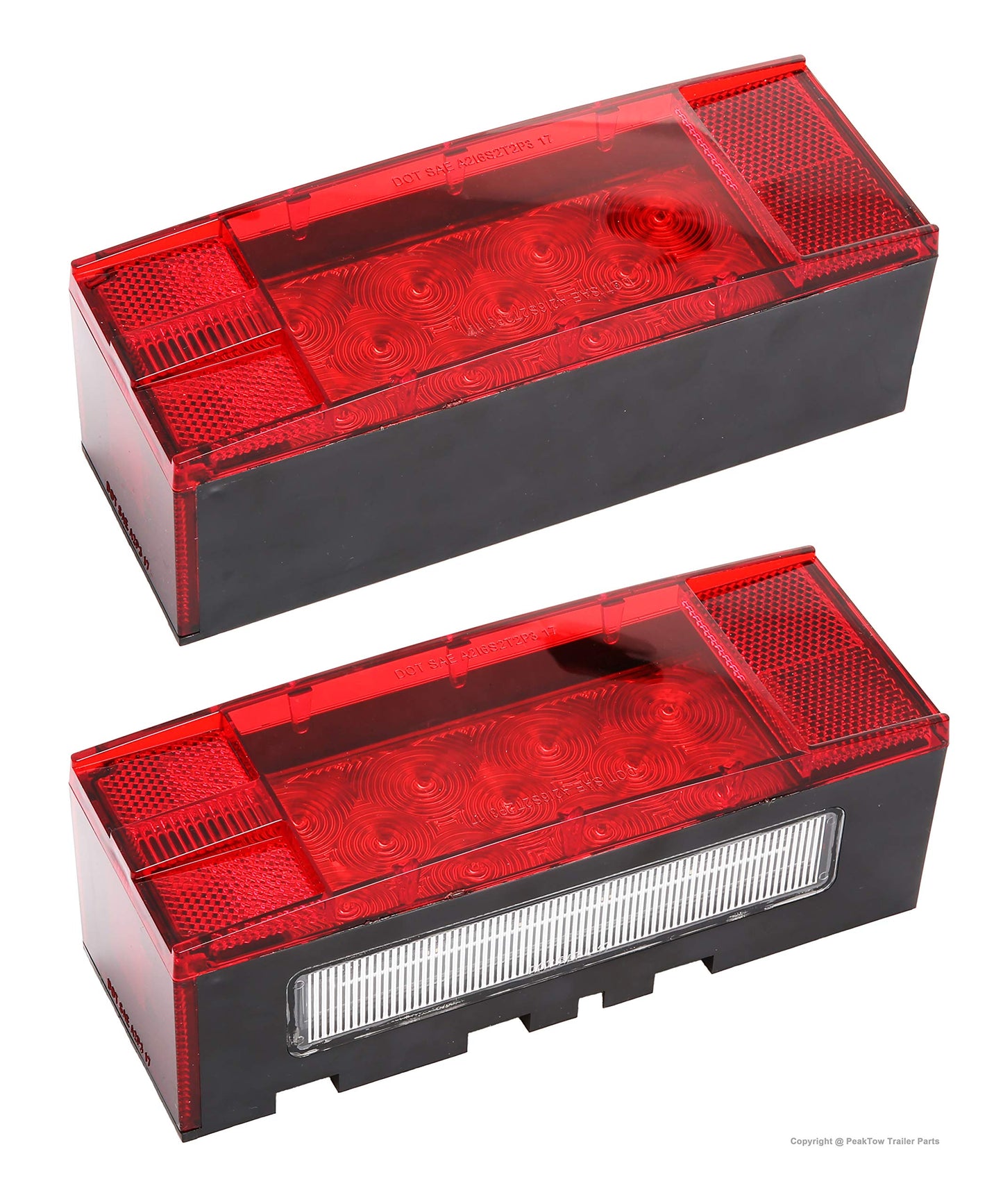 PEAKTOW PTL0102 Deluxe 12V Rectangular Low Profile Submersible LED Trailer Stop/Turn/Tail Light Kit